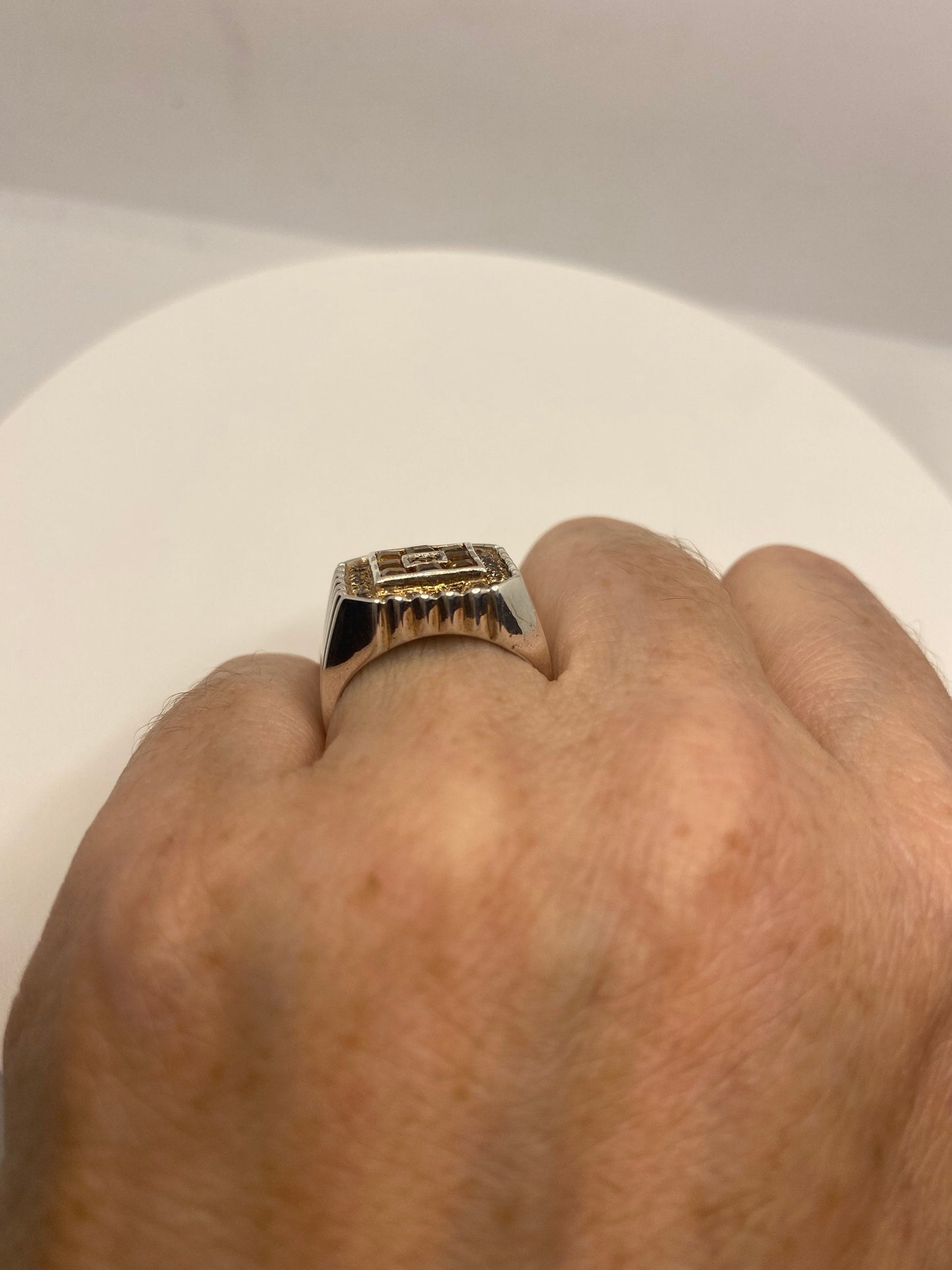 Vintage Golden Citrine 925 Sterling Silver Cocktail Ring