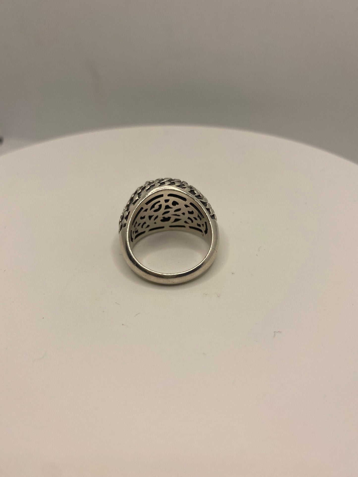 Vintage Black Rainbow Obsidian 925 Sterling Silver Gothic Ring