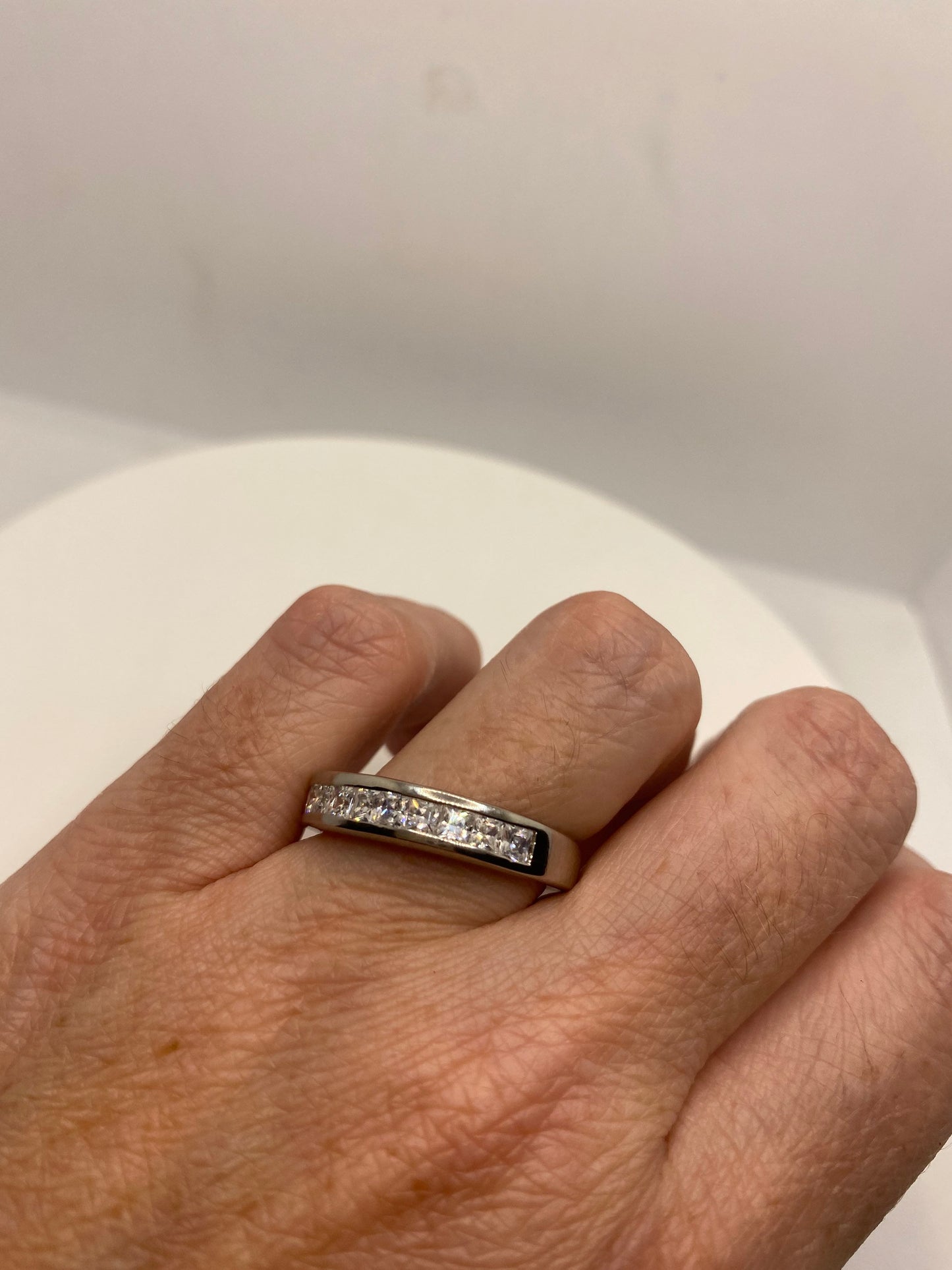 Vintage Handmade White Sapphire 925 Sterling Silver Gothic Ring