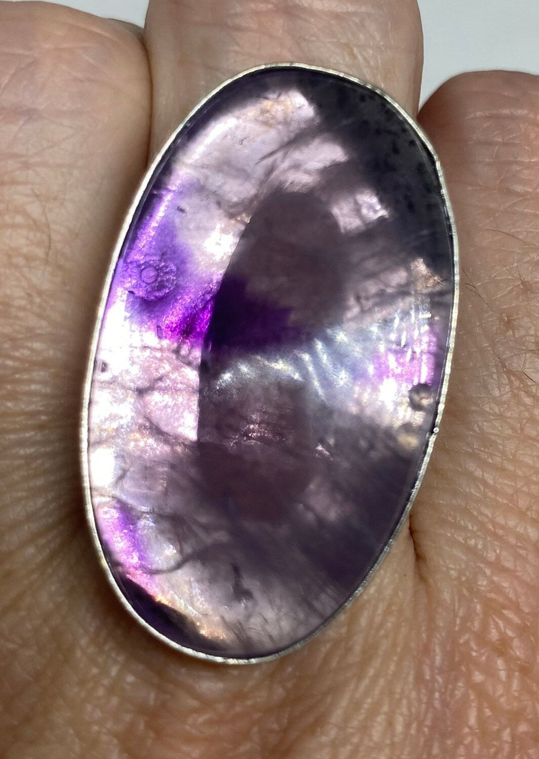 Purple Amethyst in Silver Ring Size 8 Vintage
