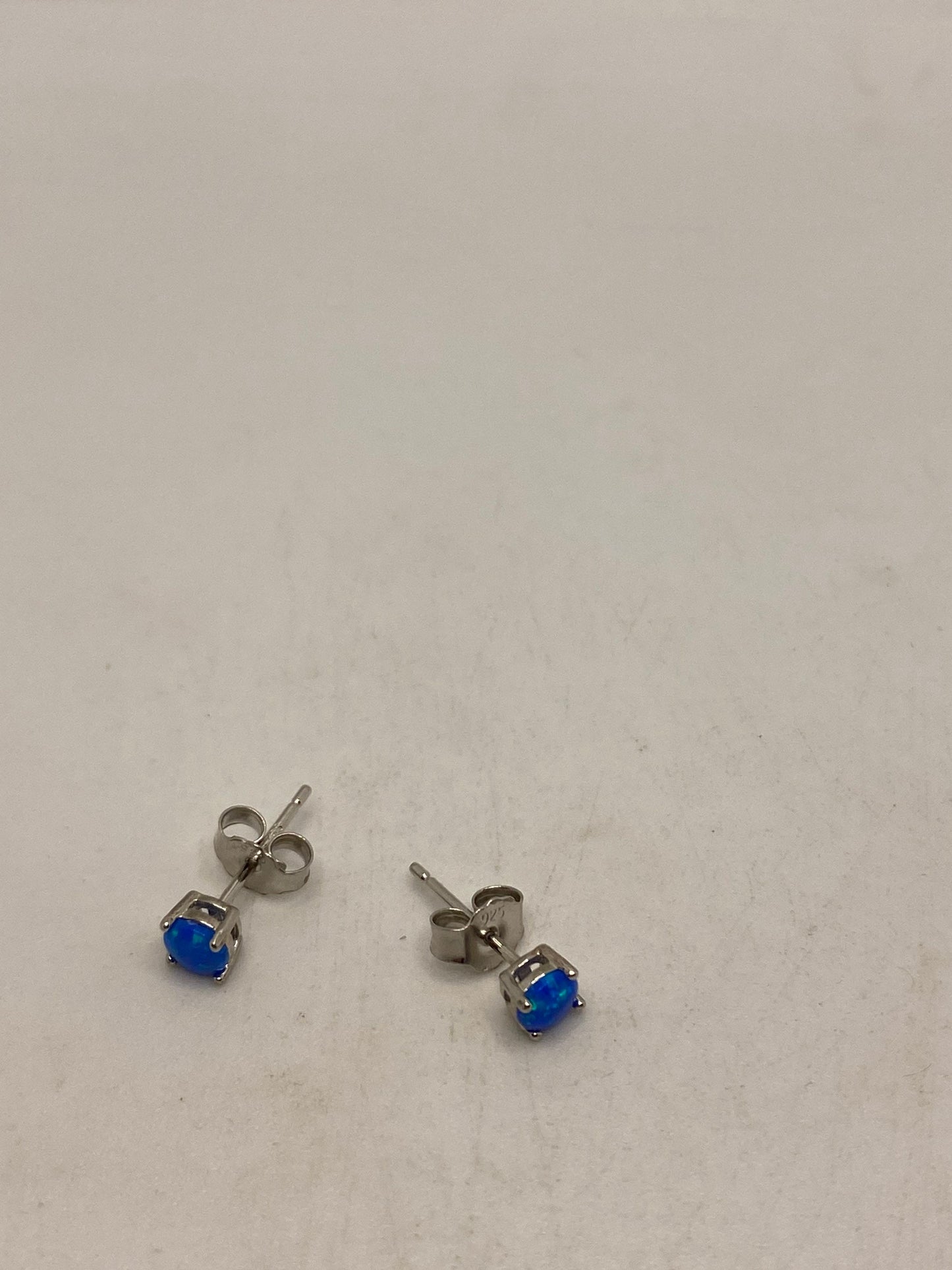 Vintage White Opal Earrings Golden 925 Sterling Silver Stud Button