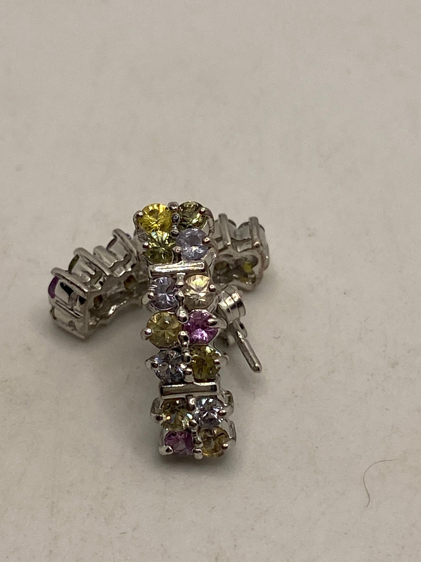 Vintage Handmade Sterling Silver Genuine Tourmaline Stud button Earrings