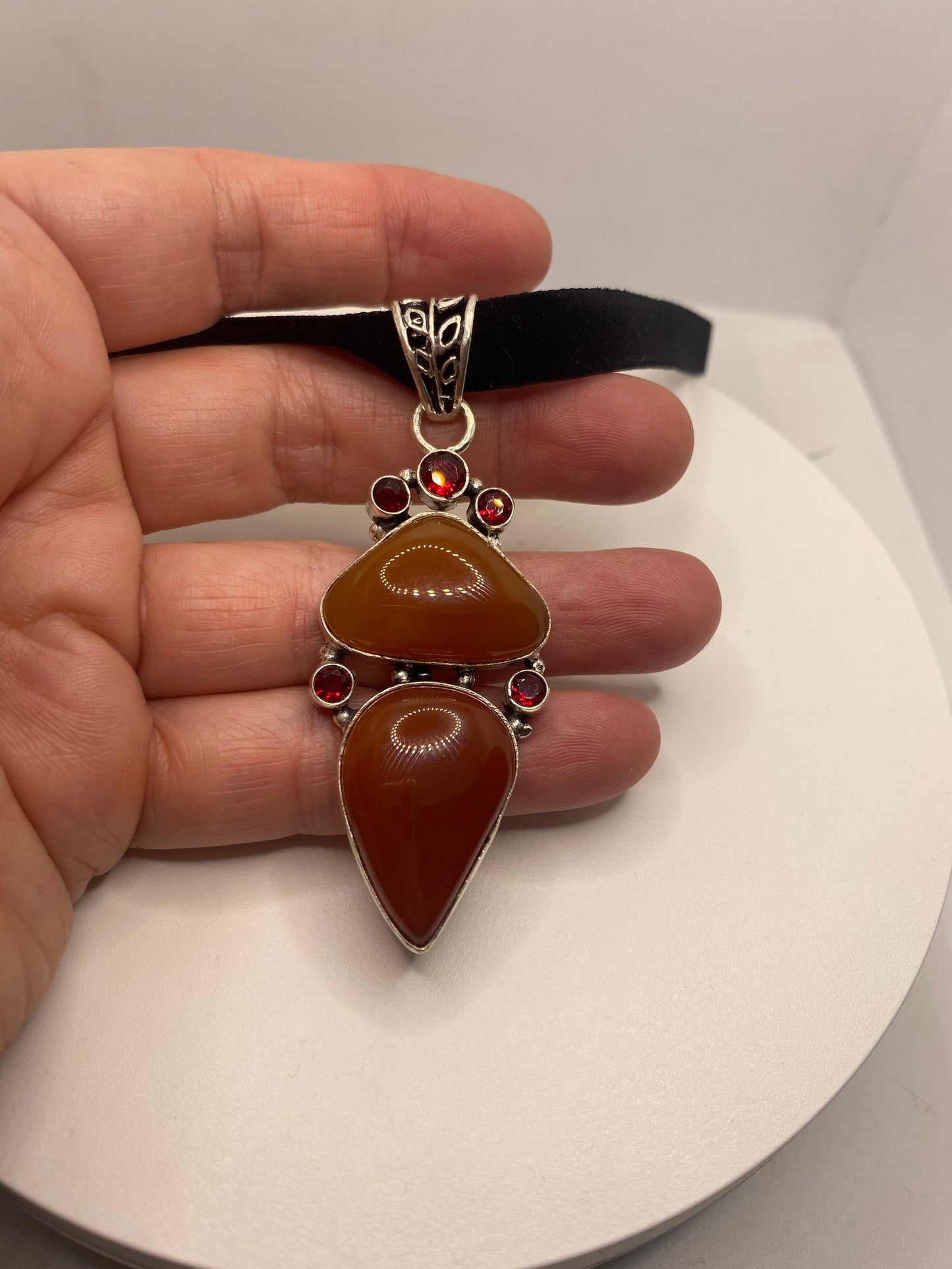 Vintage Carnelian Choker Necklace Pendant