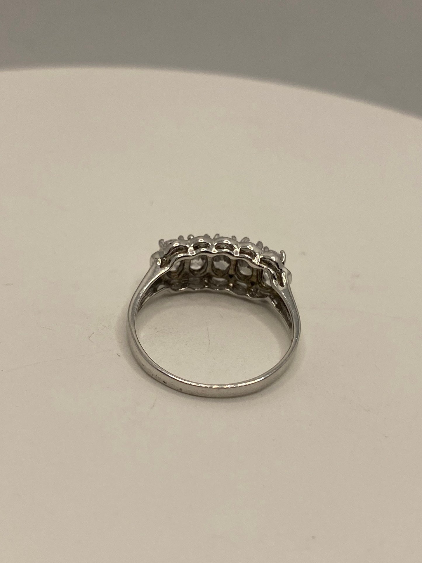 Vintage White Sapphire 925 Sterling Silver Wedding Band Ring