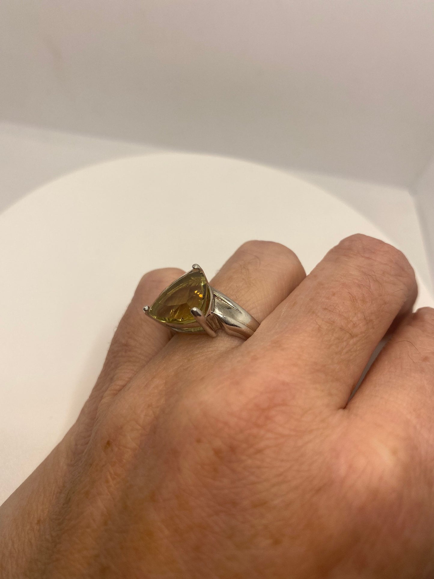 Vintage Golden Citrine 925 Sterling Silver Cocktail Ring