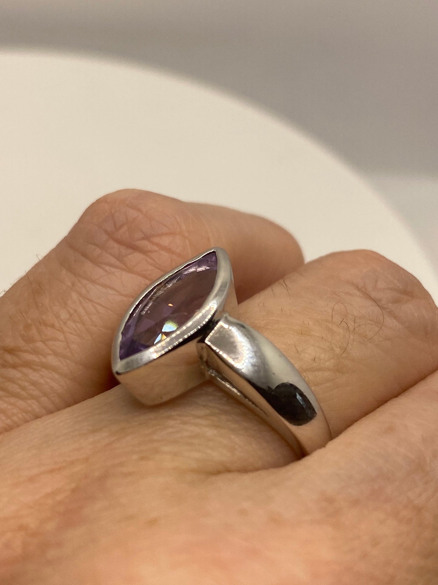 Vintage Purple Amethyst Filigree Setting 925 Sterling Silver Gothic Ring