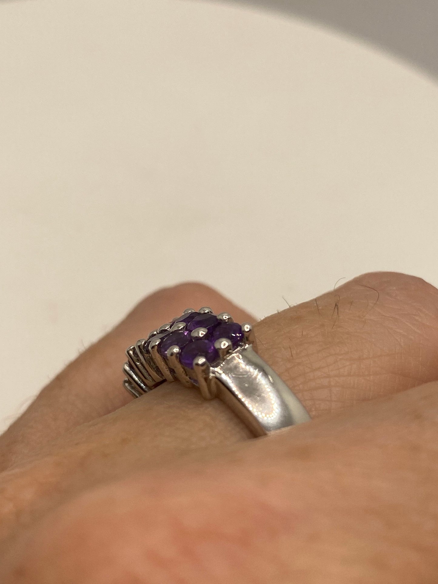 Vintage Purple Amethyst Filigree Setting 925 Sterling Silver Gothic Ring