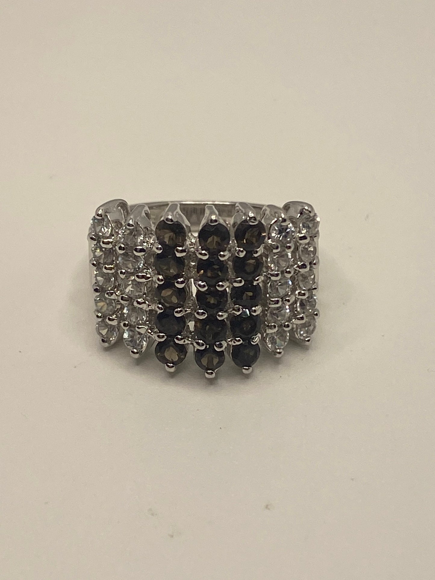 Vintage Smoky Topaz Setting 925 Sterling Silver Gothic Ring Size 5
