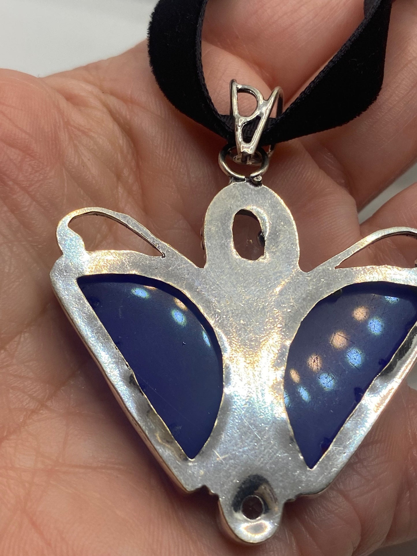 Vintage Blue Chalcedony Butterfly Choker Necklace