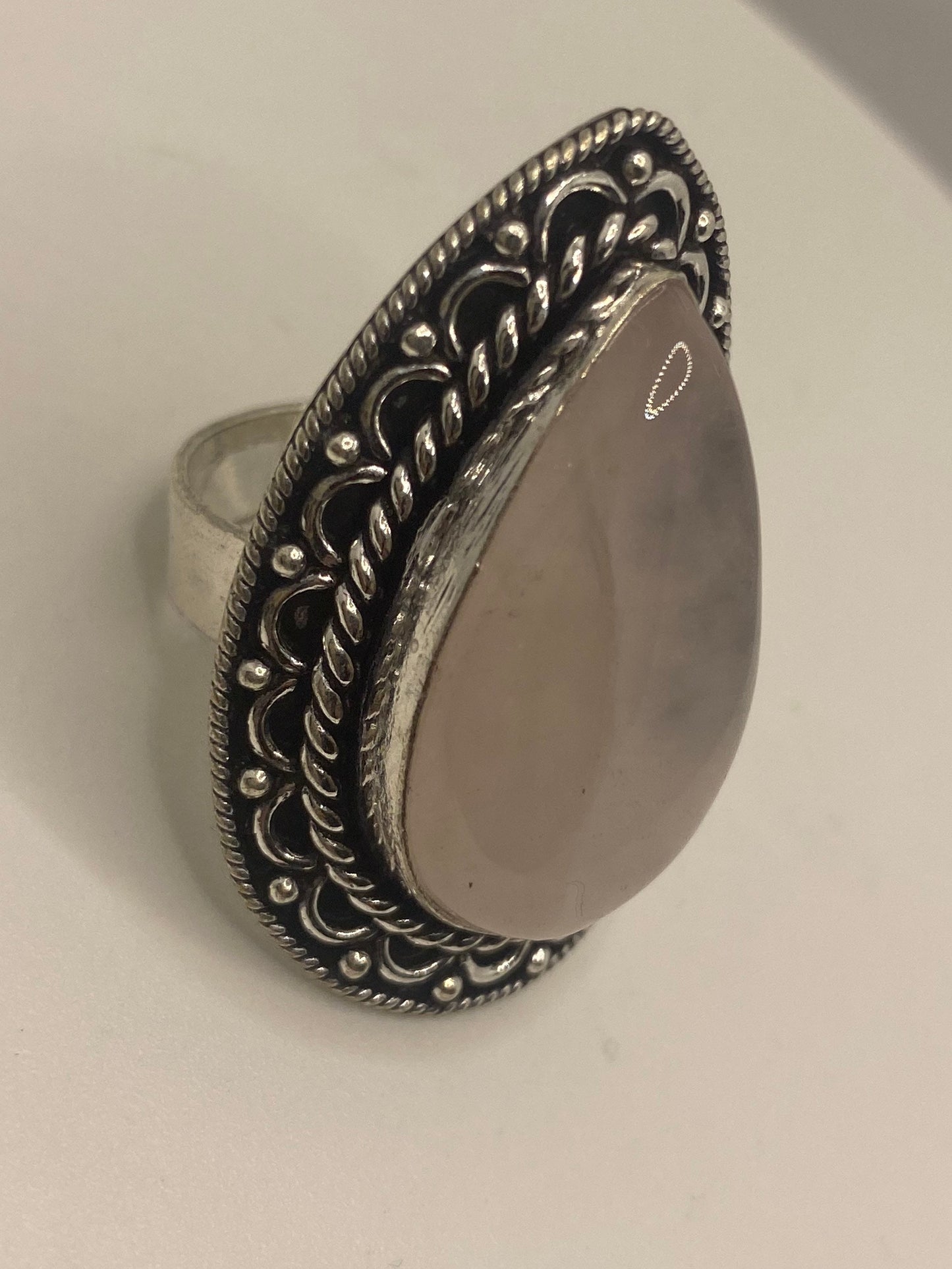 Vintage Genuine Rose Quartz Silver Ring
