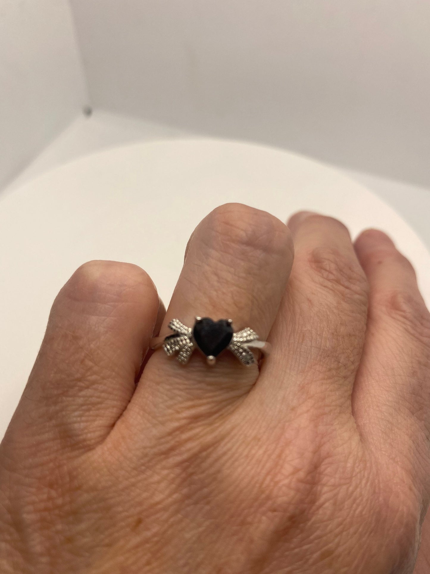 Vintage Blue Sapphire 925 Sterling Silver Ring Size 7