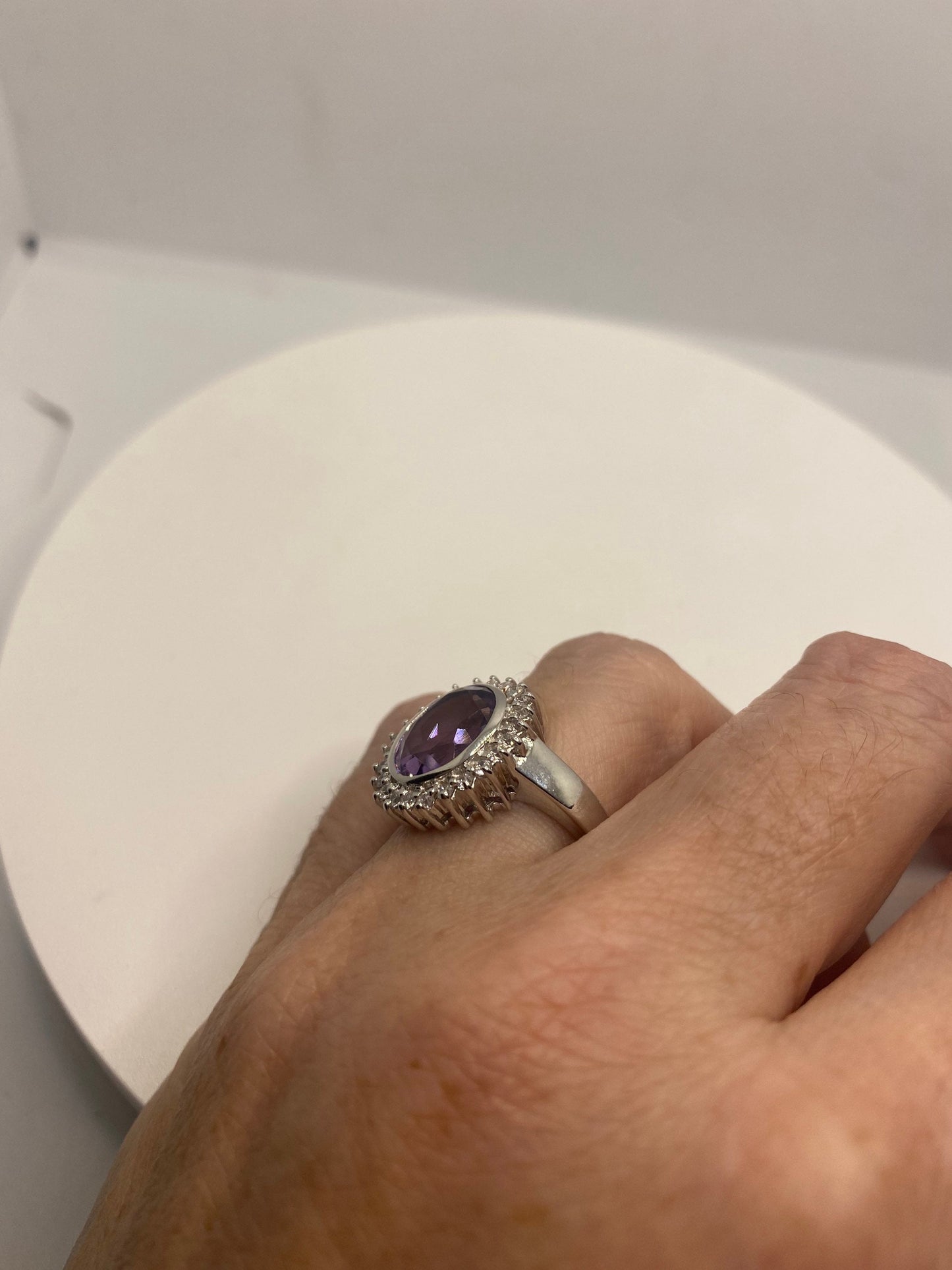 Vintage Purple Amethyst Ring in 925 Sterling Silver