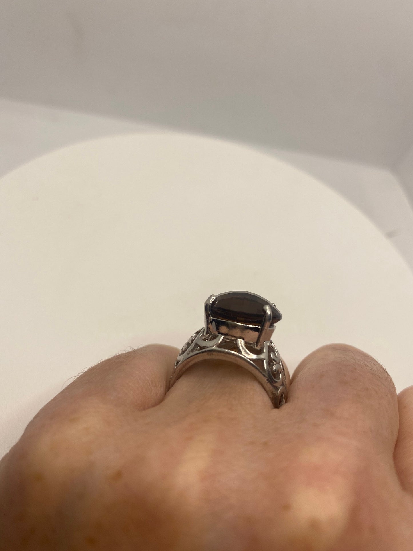 Vintage Smoky Topaz Cocktail Ring | 925 Sterling Silver Ring Size 7