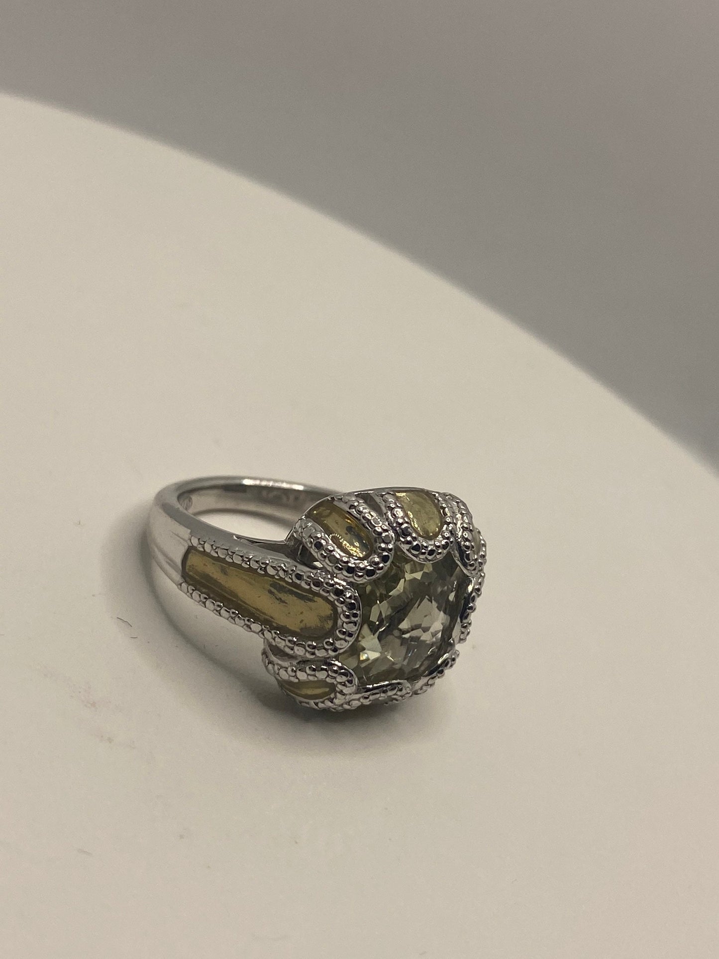 Vintage Smoky Topaz 925 Sterling Silver Ring Size 7