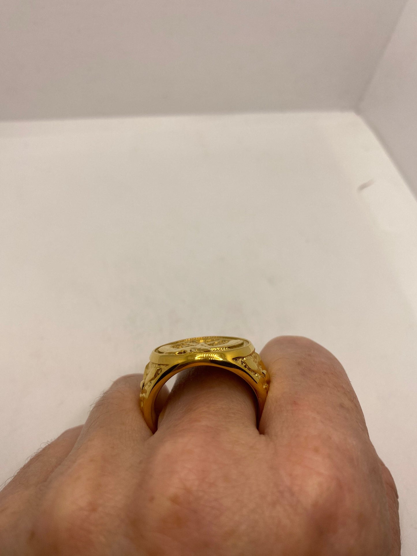 Vintage Yellow Gold Stainless Steel Ring Size 11