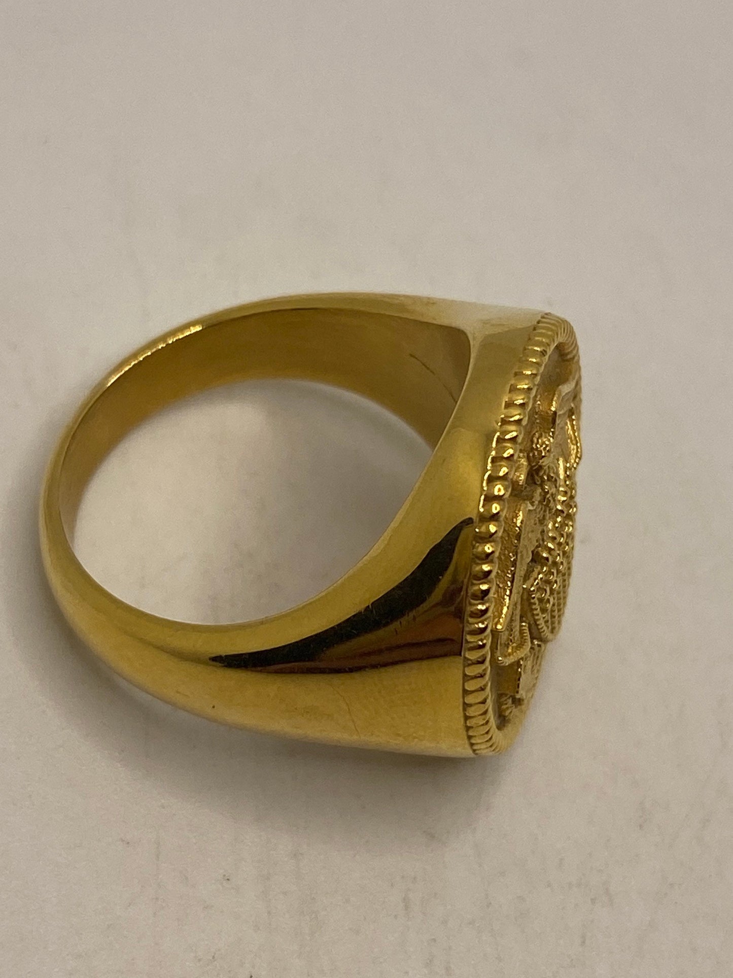 Vintage American Bald Eagle Golden Steel Ring