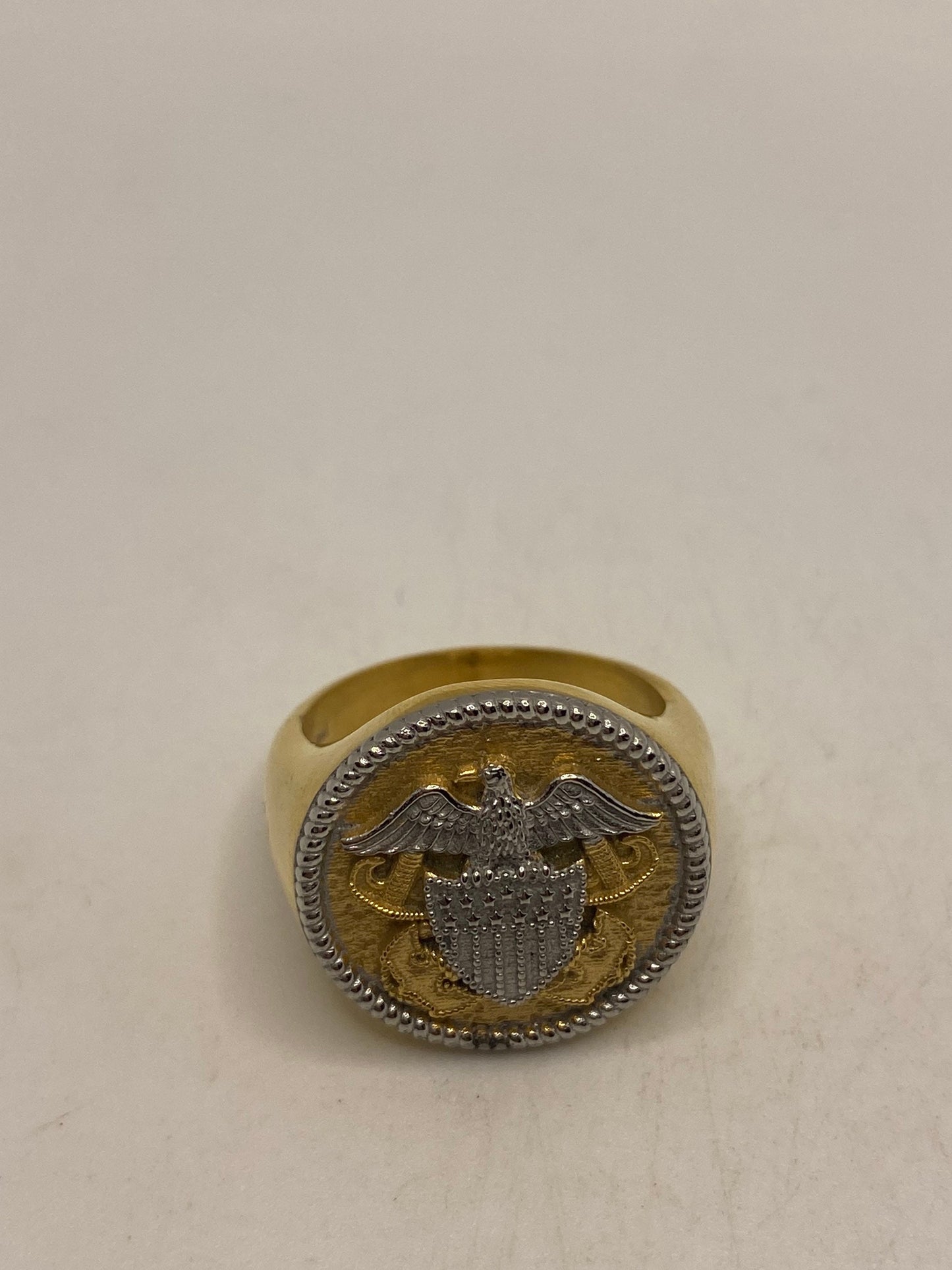 Vintage American Bald Eagle Golden Steel Ring