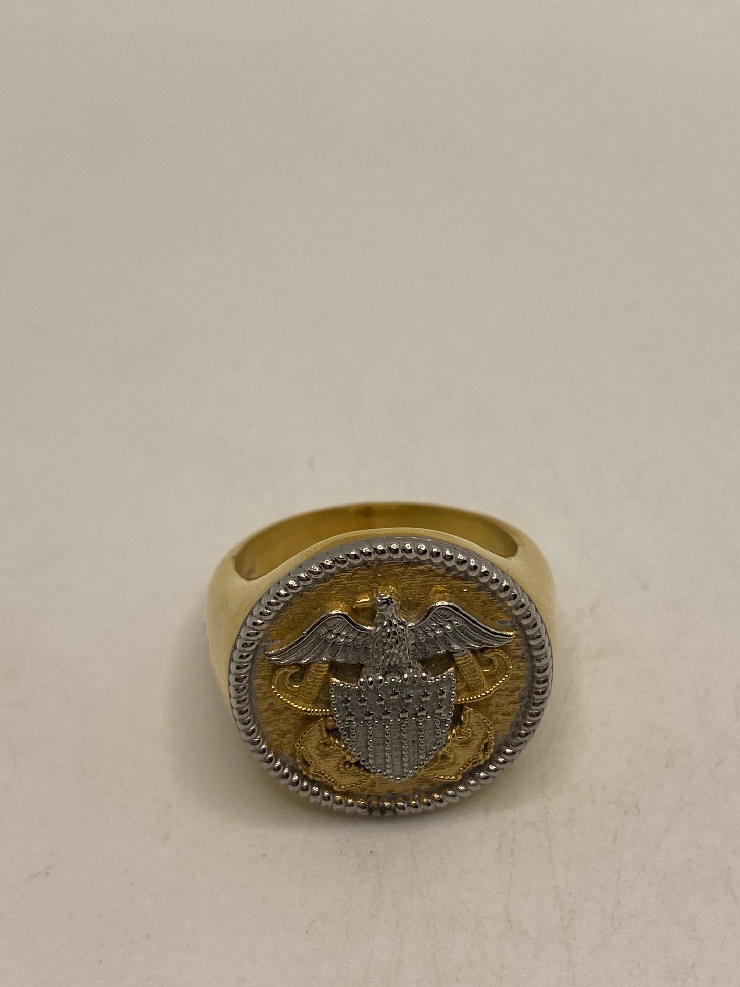 Vintage American Bald Eagle Golden Steel Ring