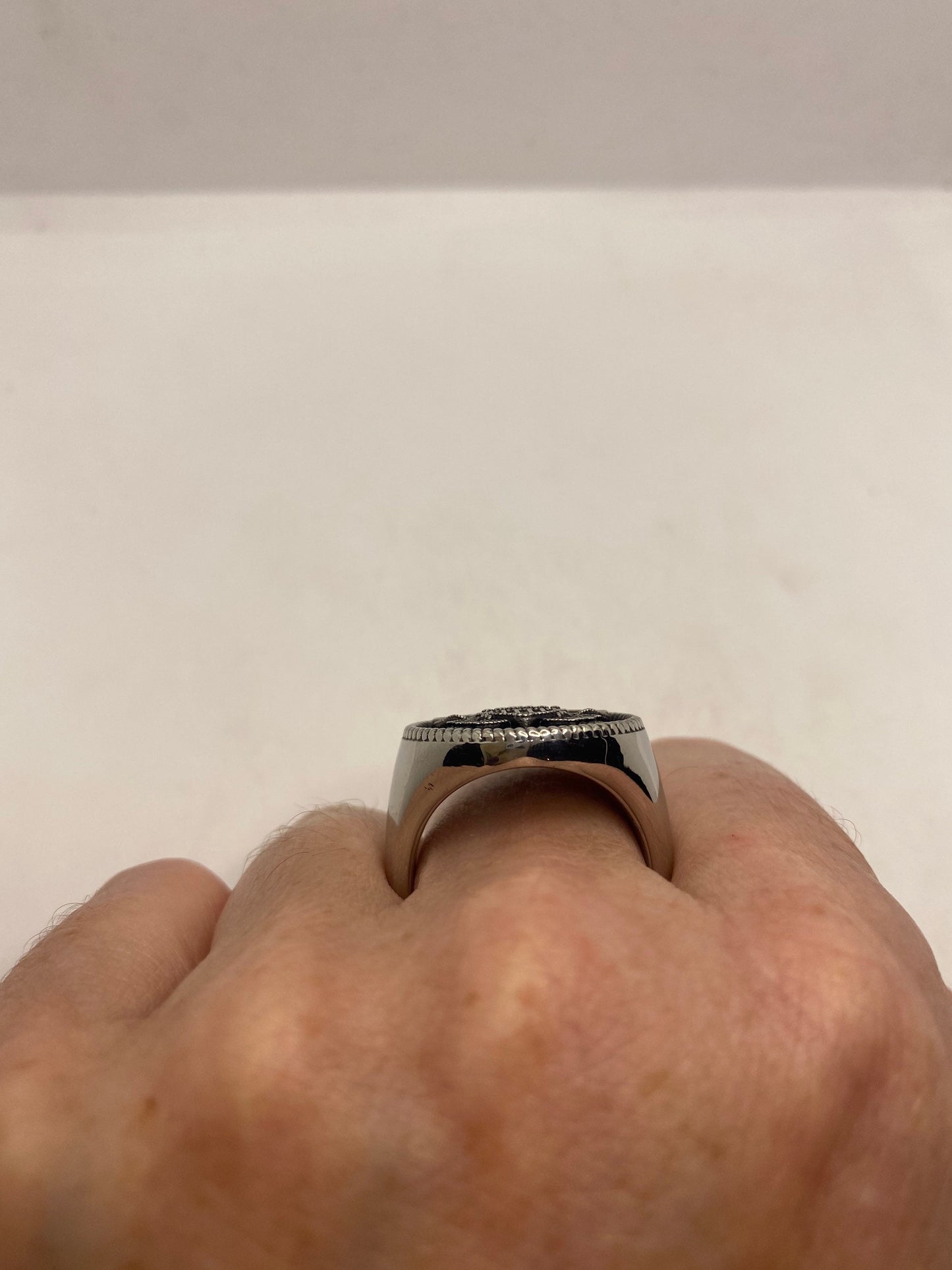 Vintage American Bald Eagle Silver Steel Ring