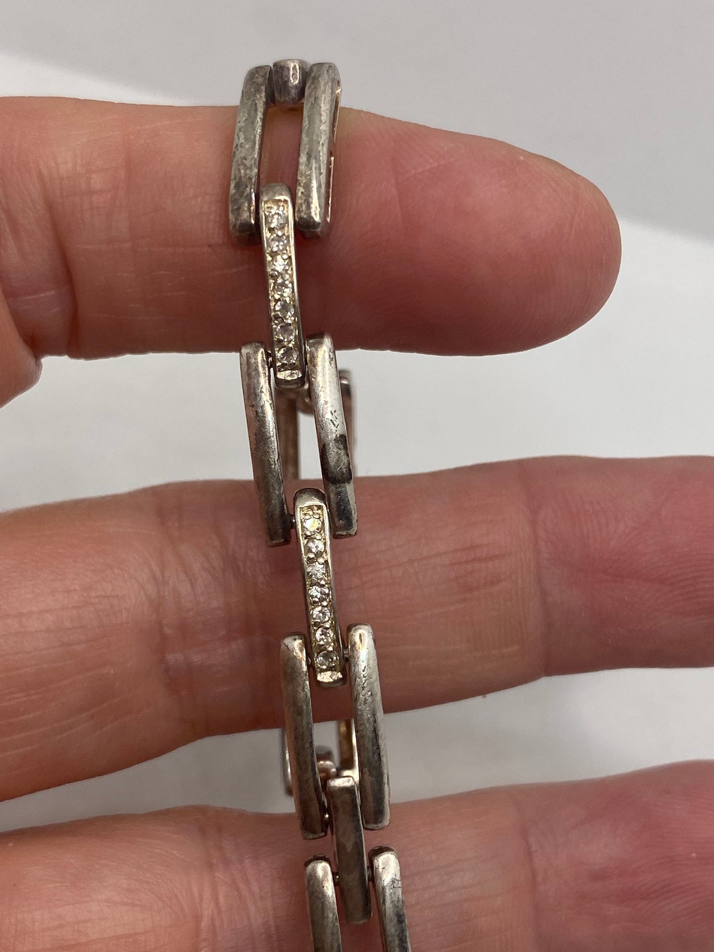 Vintage Diamond Bracelet 925 Sterling Silver