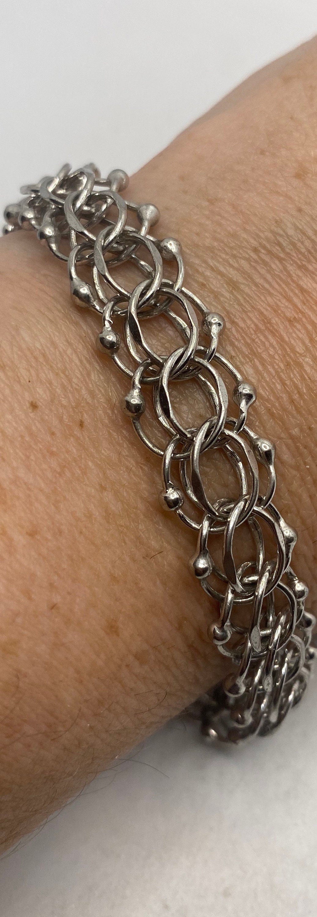Vintage 925 Sterling Silver Chain Link Charm Bracelet