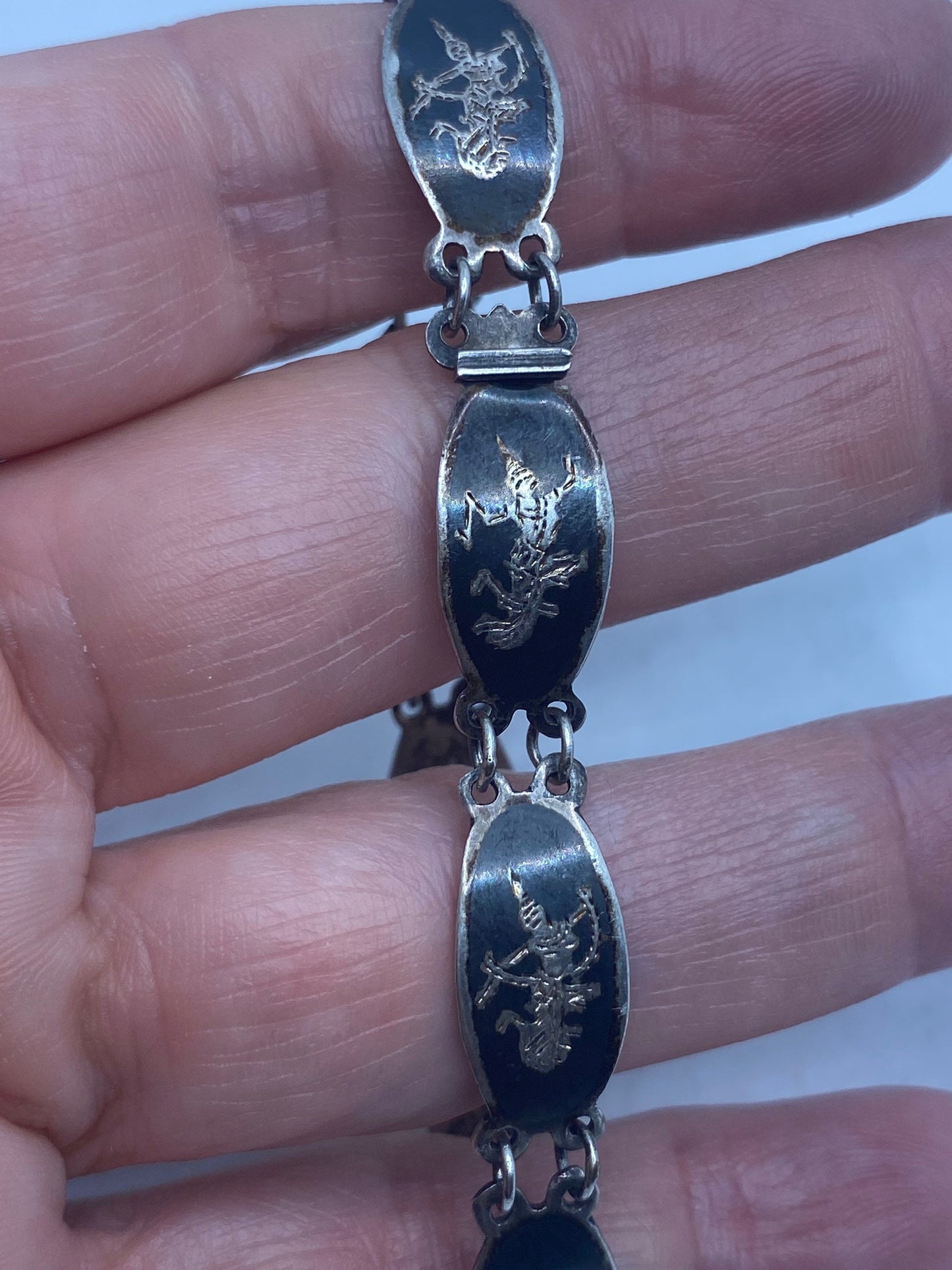 Vintage Siam 925 Sterling Silver Bracelet Dancing Goddess