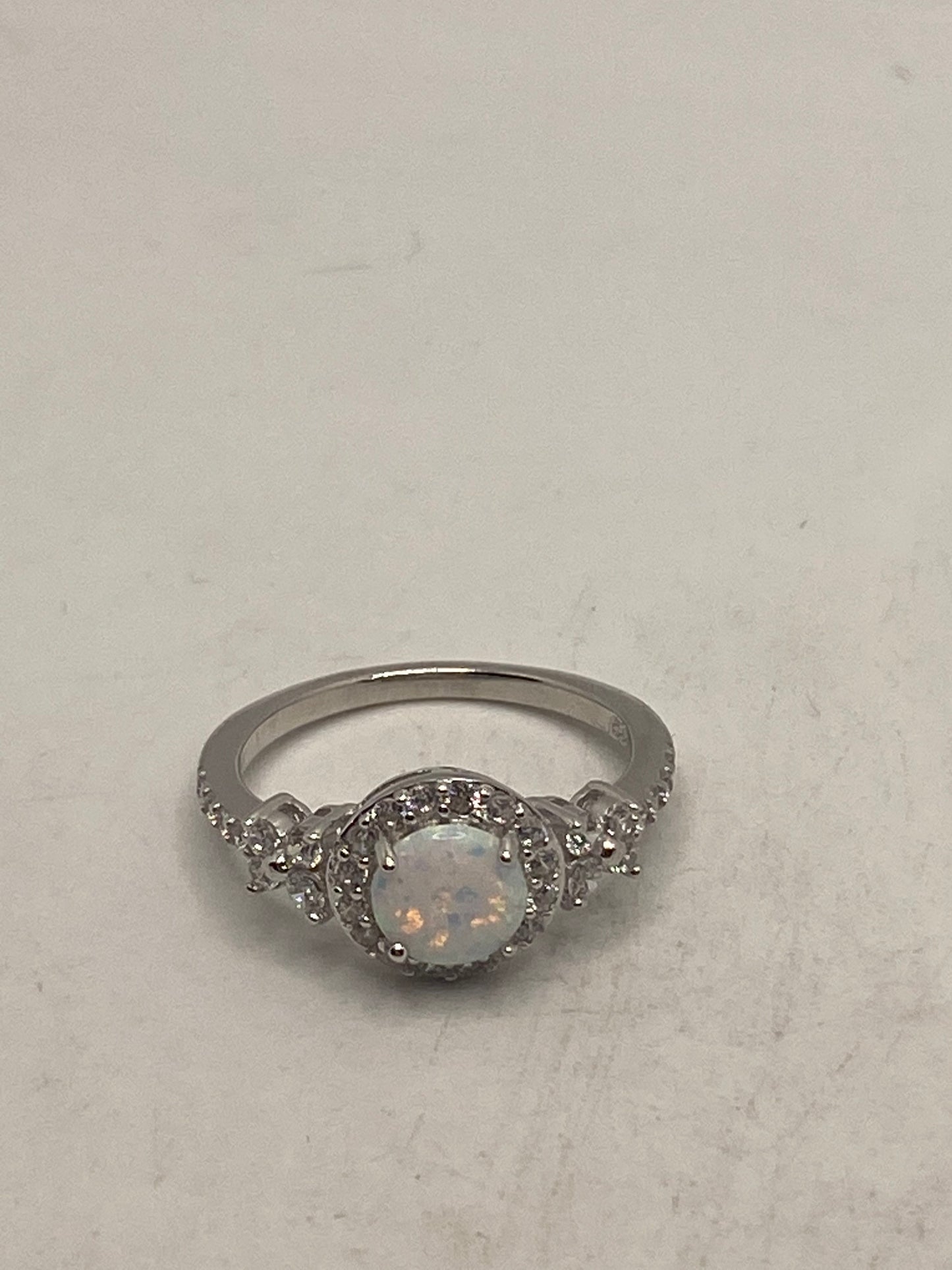 Vintage Ethiopian Fire Opal Band 925 Sterling Silver Crown Ring