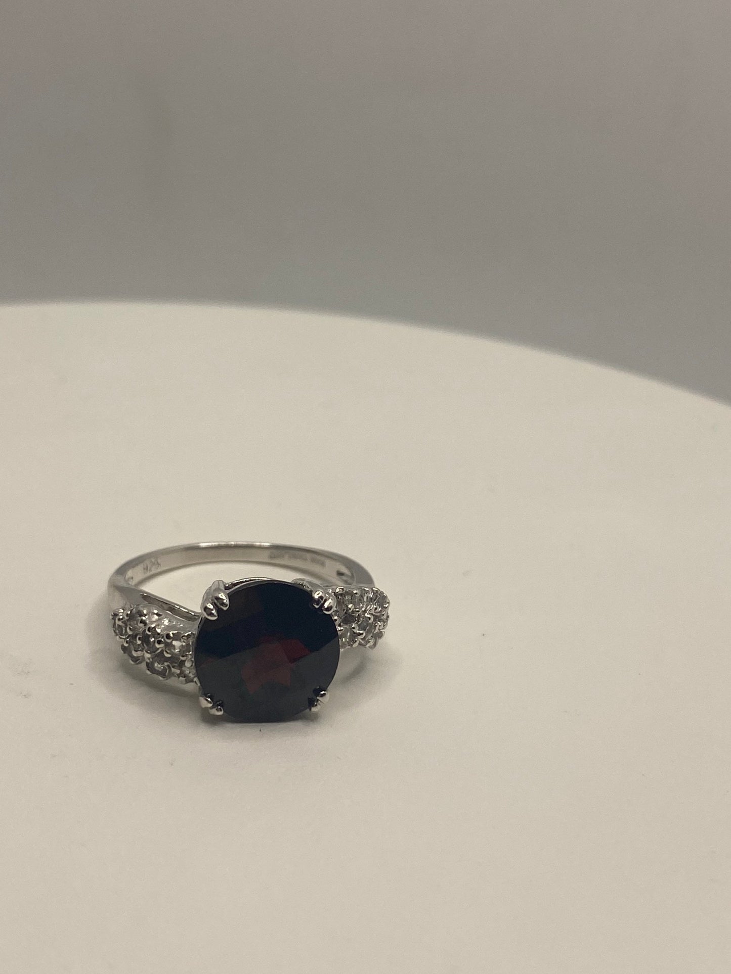 Vintage Red Bohemian Garnet Ring 925 Sterling Silver Cocktail Statement
