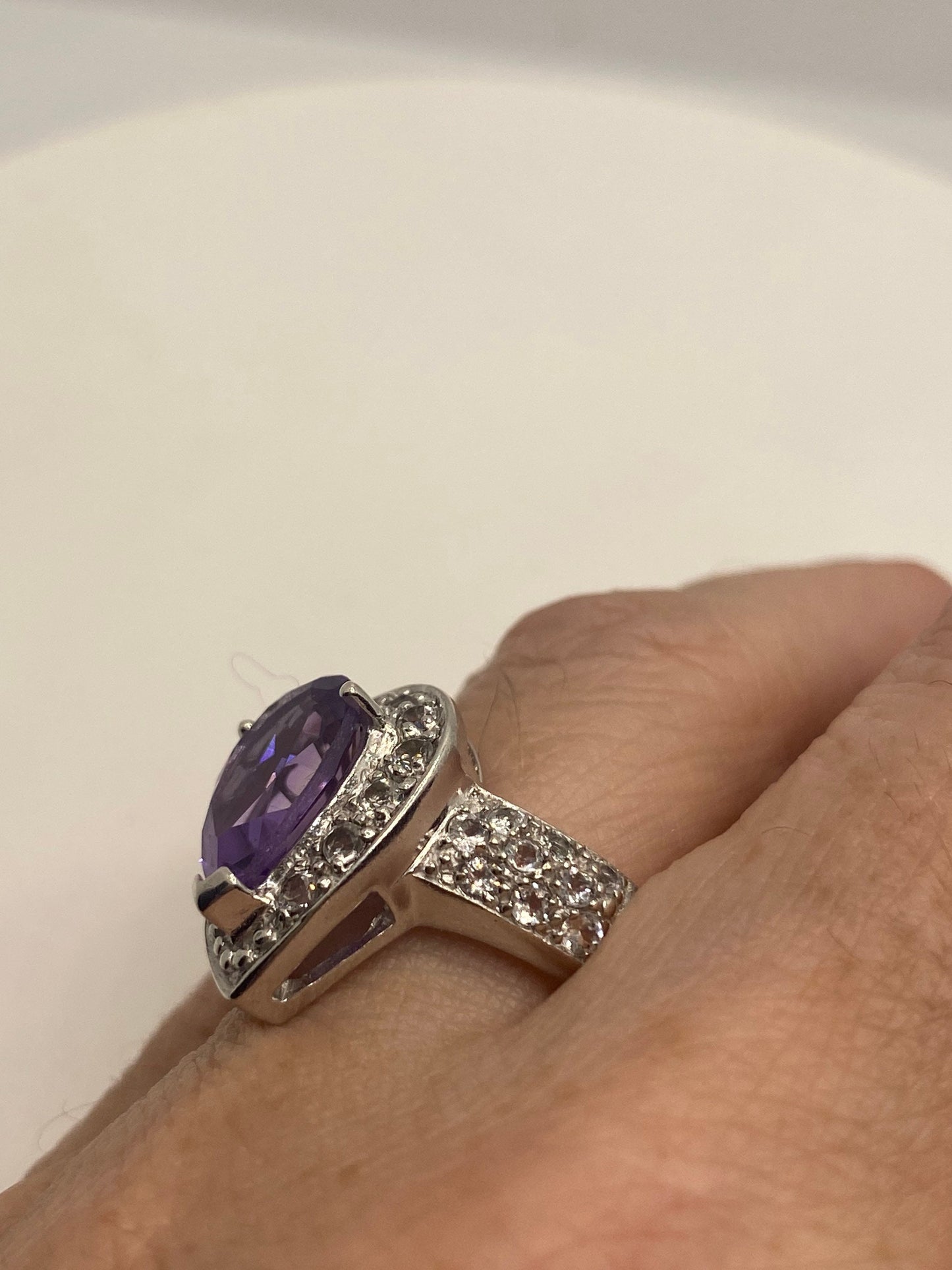 Vintage Purple Amethyst Ring in 925 Sterling Silver