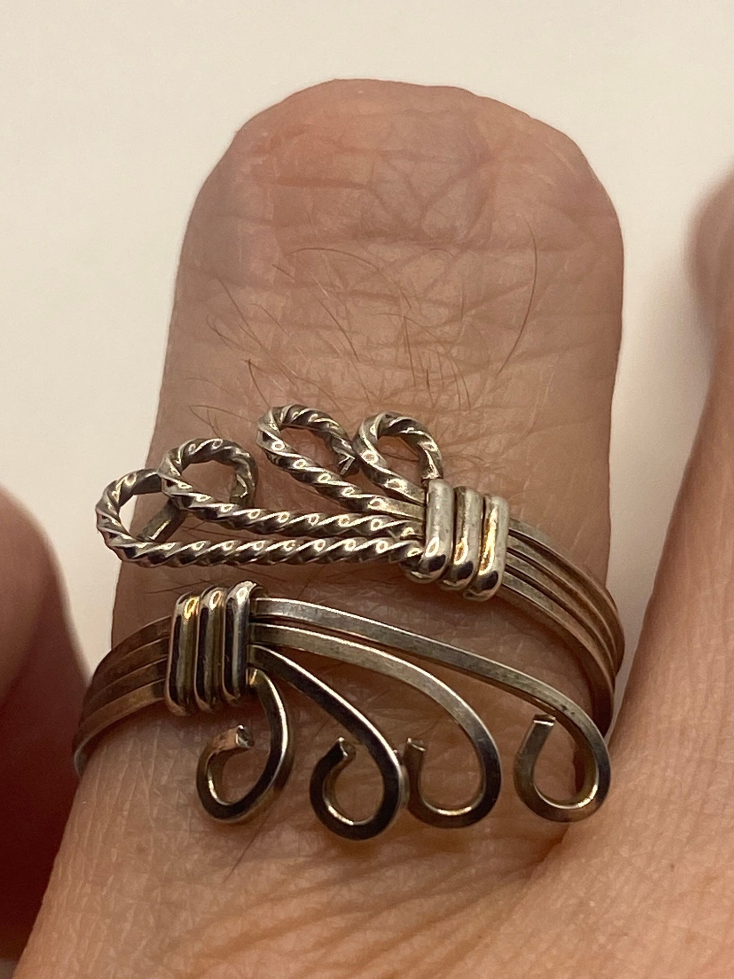 Vintage 925 Sterling Silver leaf Spoon Ring