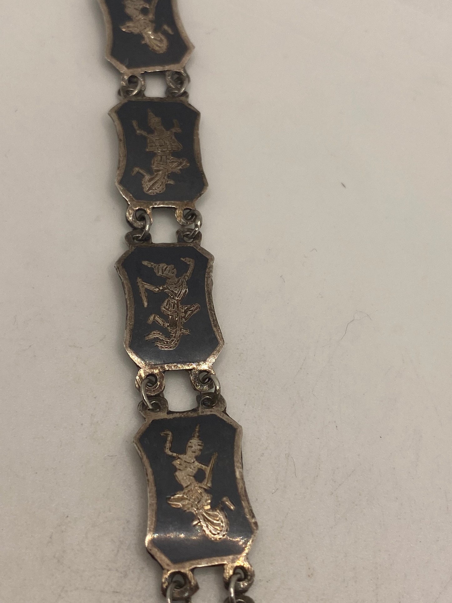 Vintage Siam 925 Sterling Silver Bracelet Dancing Goddess