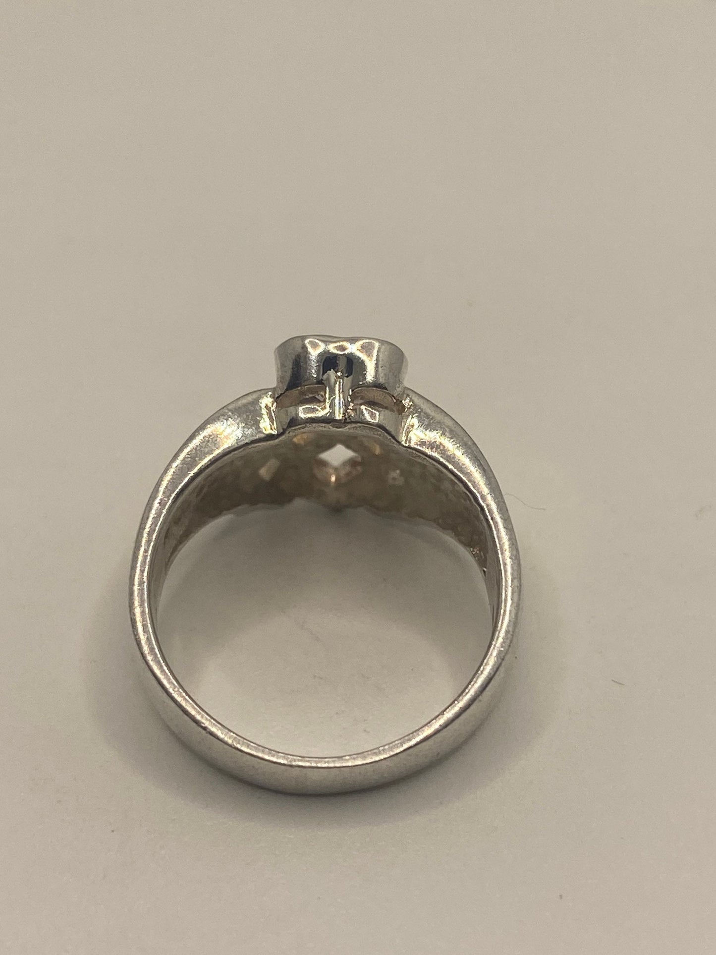 Vintage Purple Amethyst Heart 925 Sterling Silver Ring