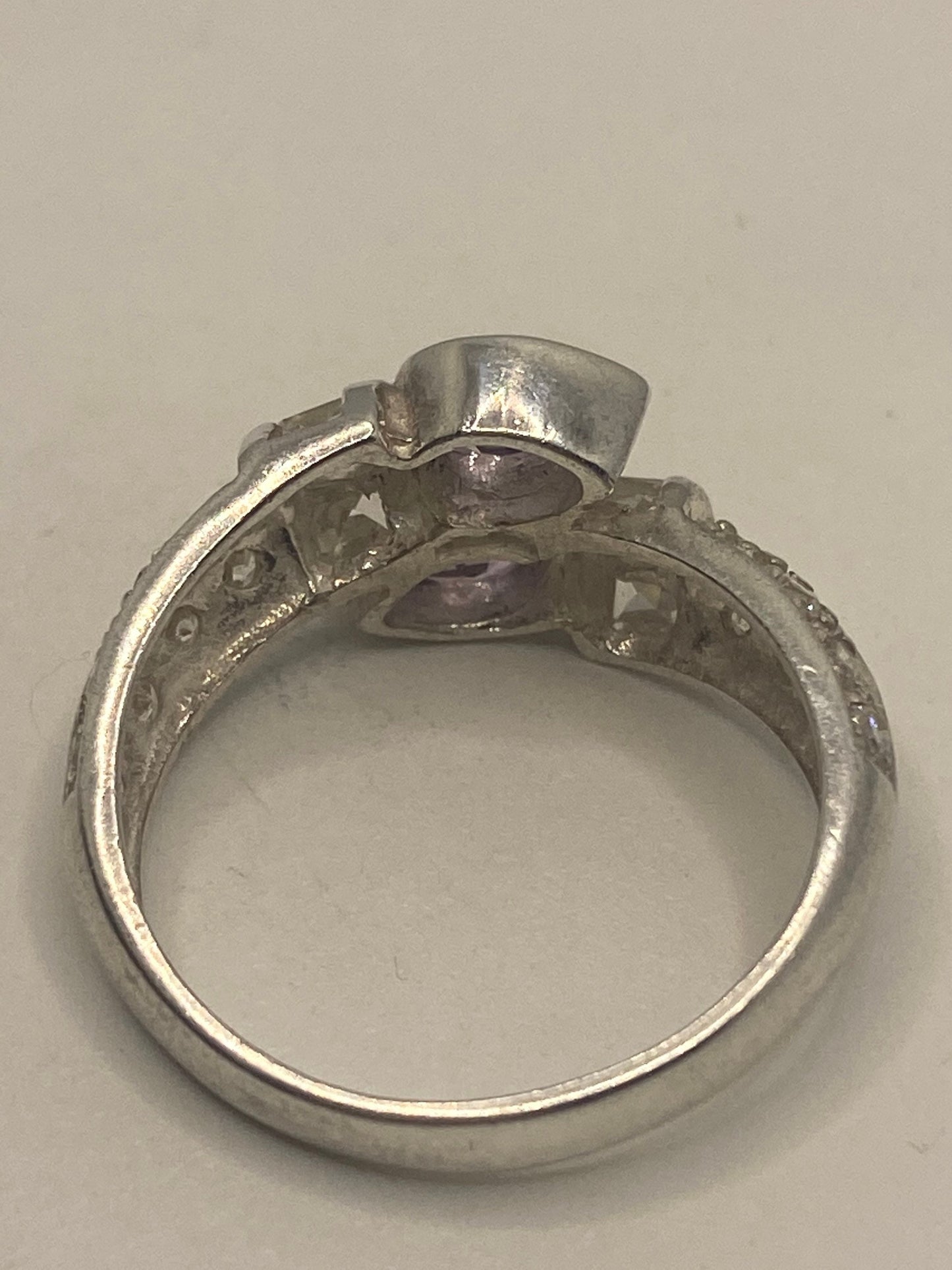 Vintage Purple Amethyst Ring 925 Sterling Silver Size 7.5