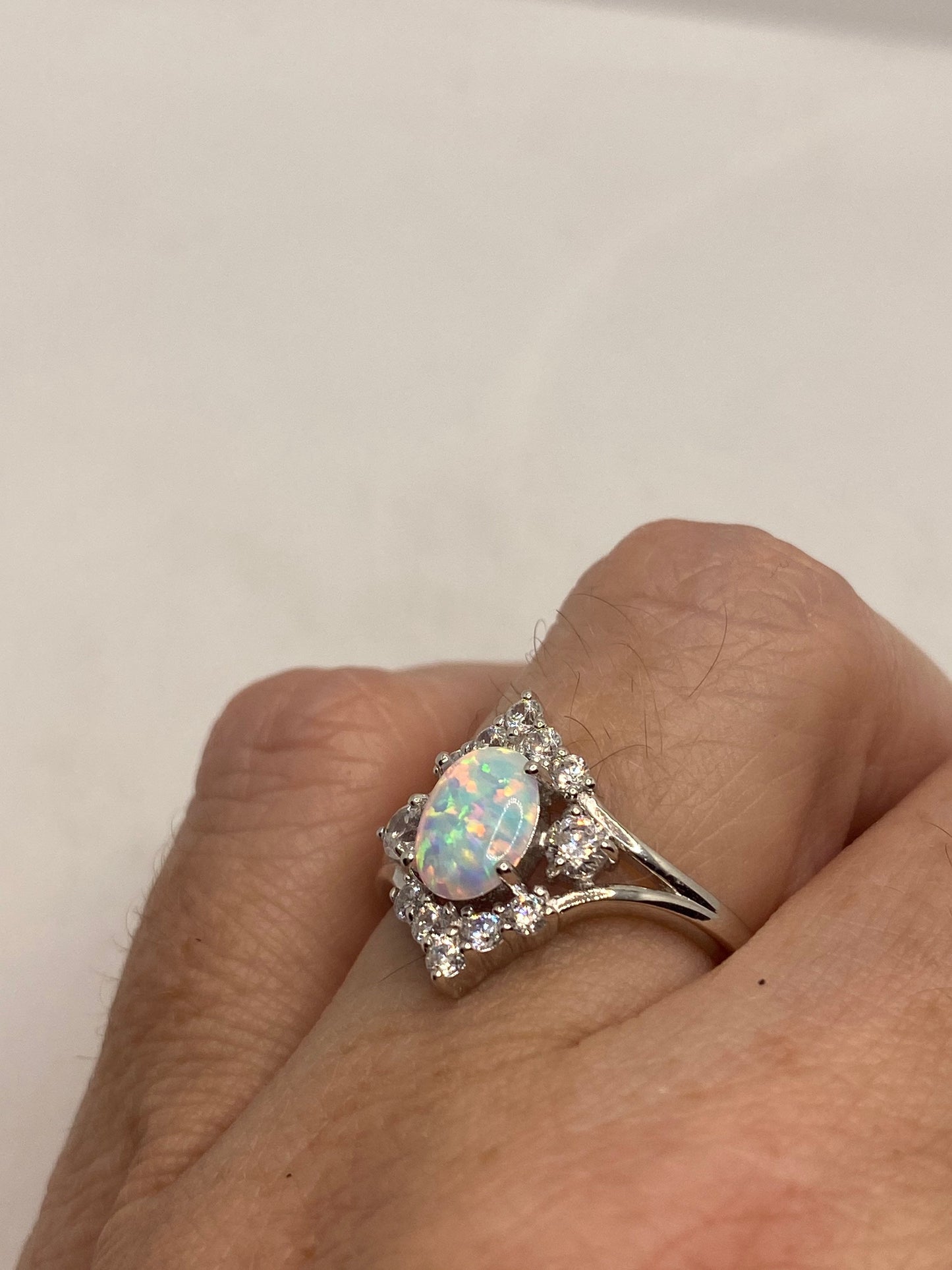 Vintage Ethiopian Fire Opal Band 925 Sterling Silver Crown Ring