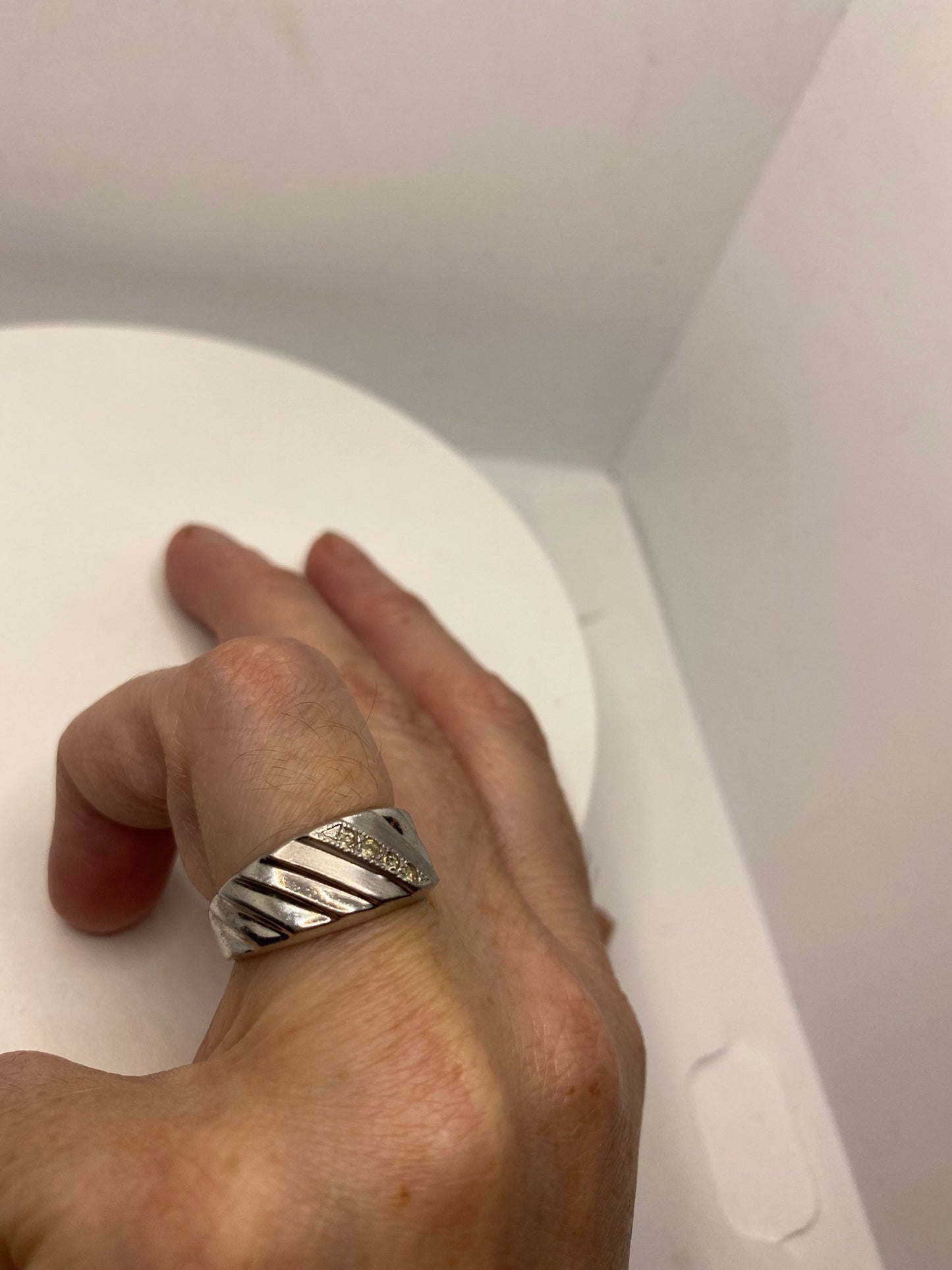 Vintage Diamond 925 Sterling Silver wedding band Ring