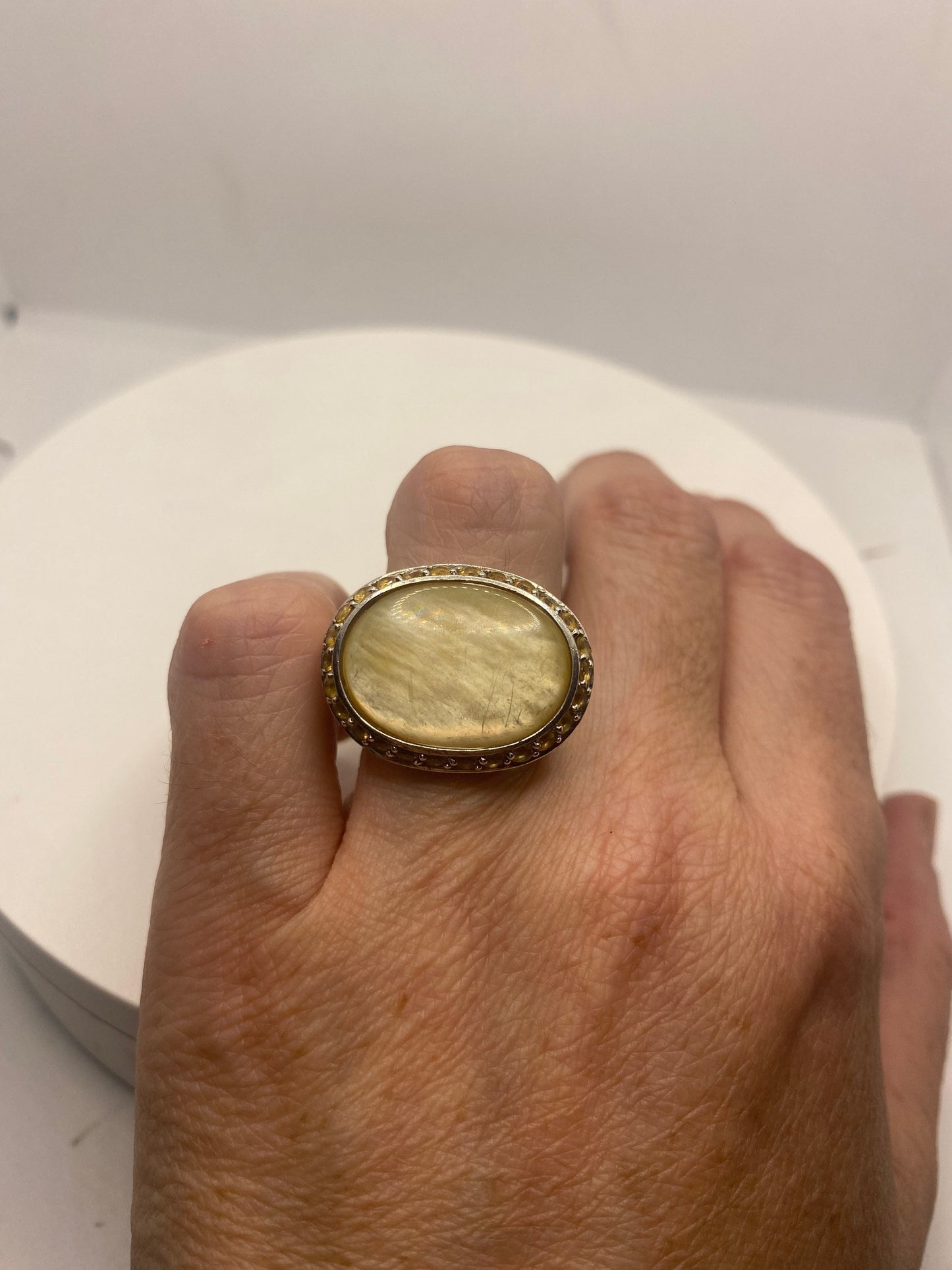 Vintage Mother of Pearl Wing 925 Sterling Silver Ring
