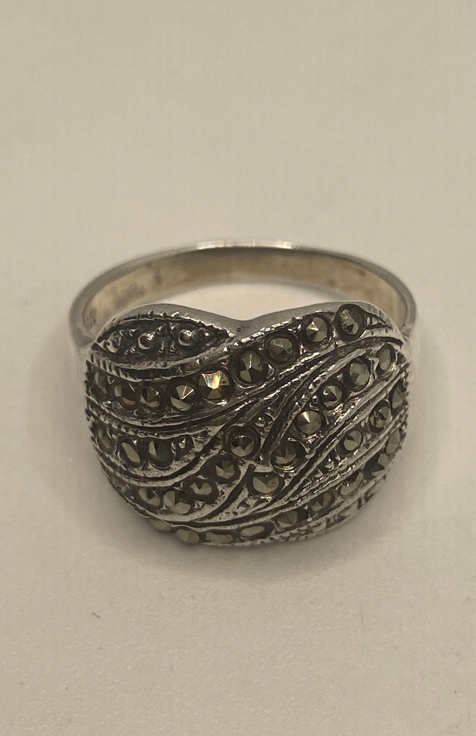 Vintage Marcasite 925 Sterling Silver Ring