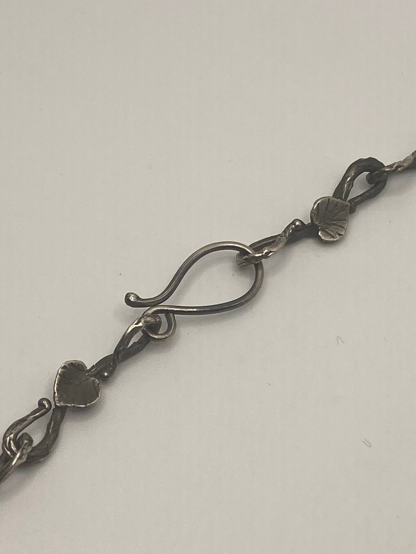 Vintage 925 Sterling Silver Brown Smoky Topaz Pearl Vine Pendant Choker Necklace