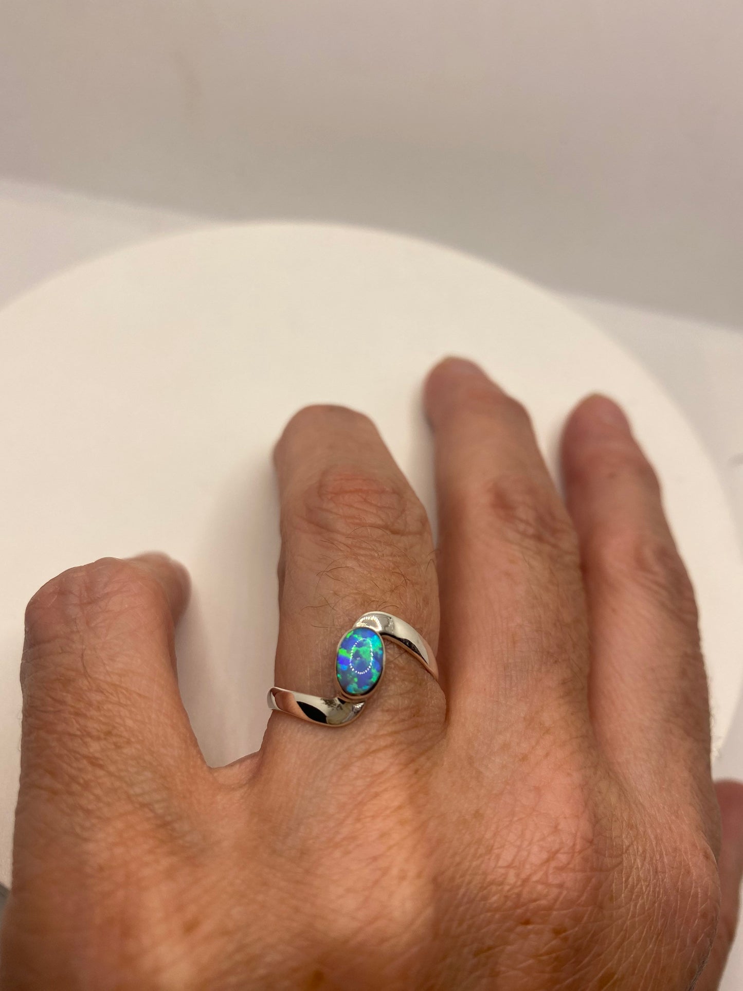 Vintage Ethiopian Fire Opal Band 925 Sterling Silver Ring