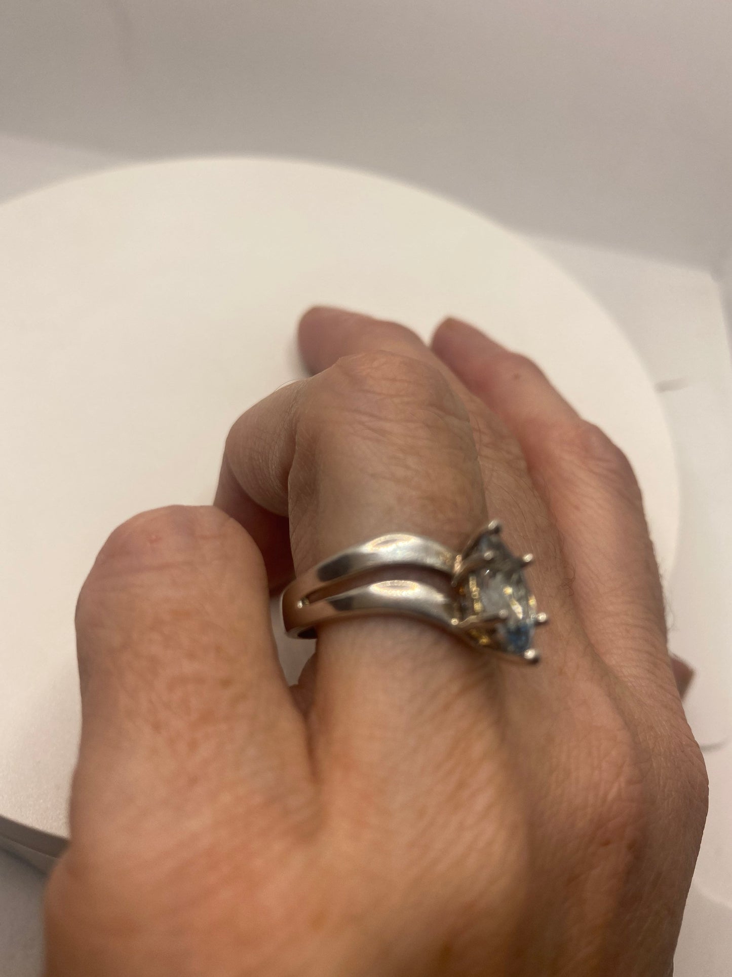 Vintage Blue Topaz 925 Sterling Silver Ring Size 8