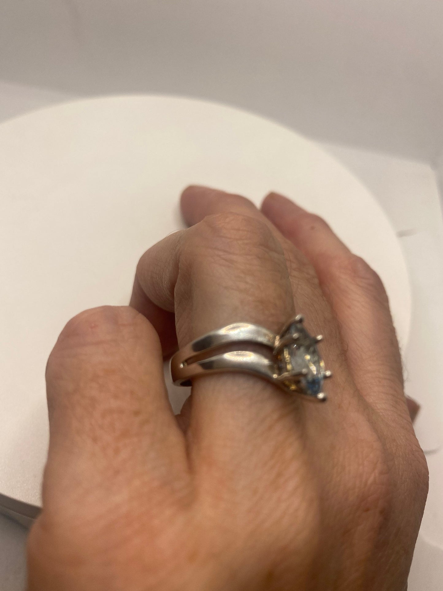 Vintage Blue Topaz 925 Sterling Silver Ring Size 8