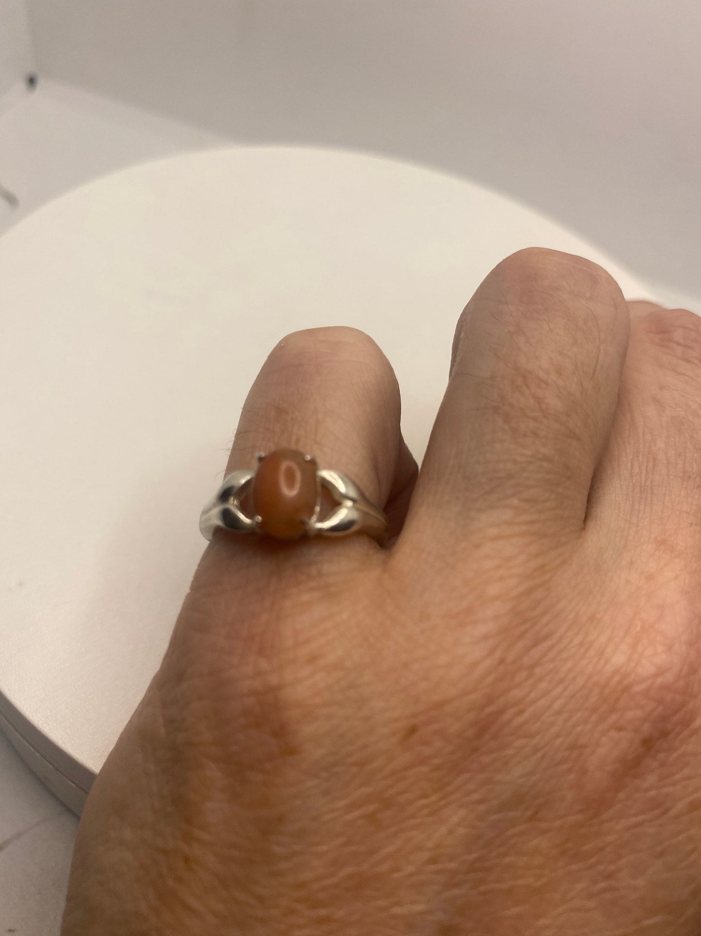 Vintage Orange Carnelian 925 Sterling Silver Ring