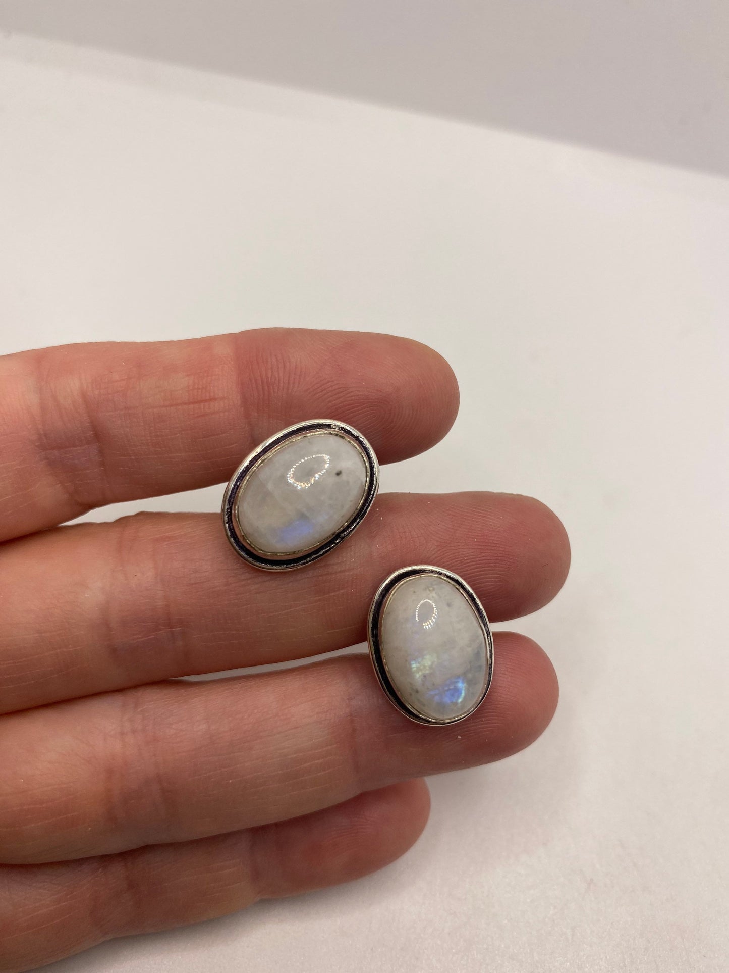 Vintage Blue Rainbow Moonstone Cuff Links