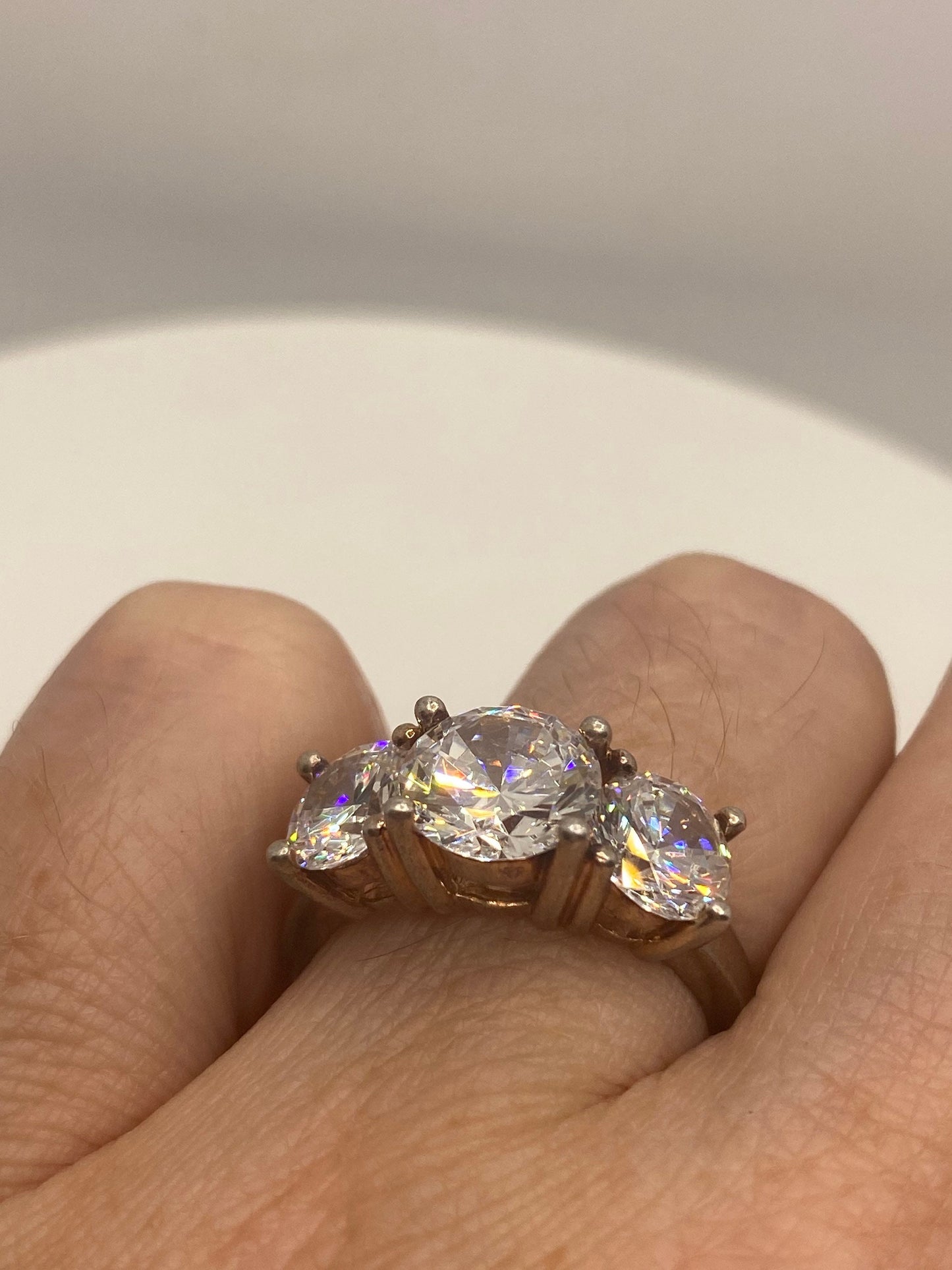 Vintage Cubic Zirconia Crystal Sterling Silver Ring Size 8