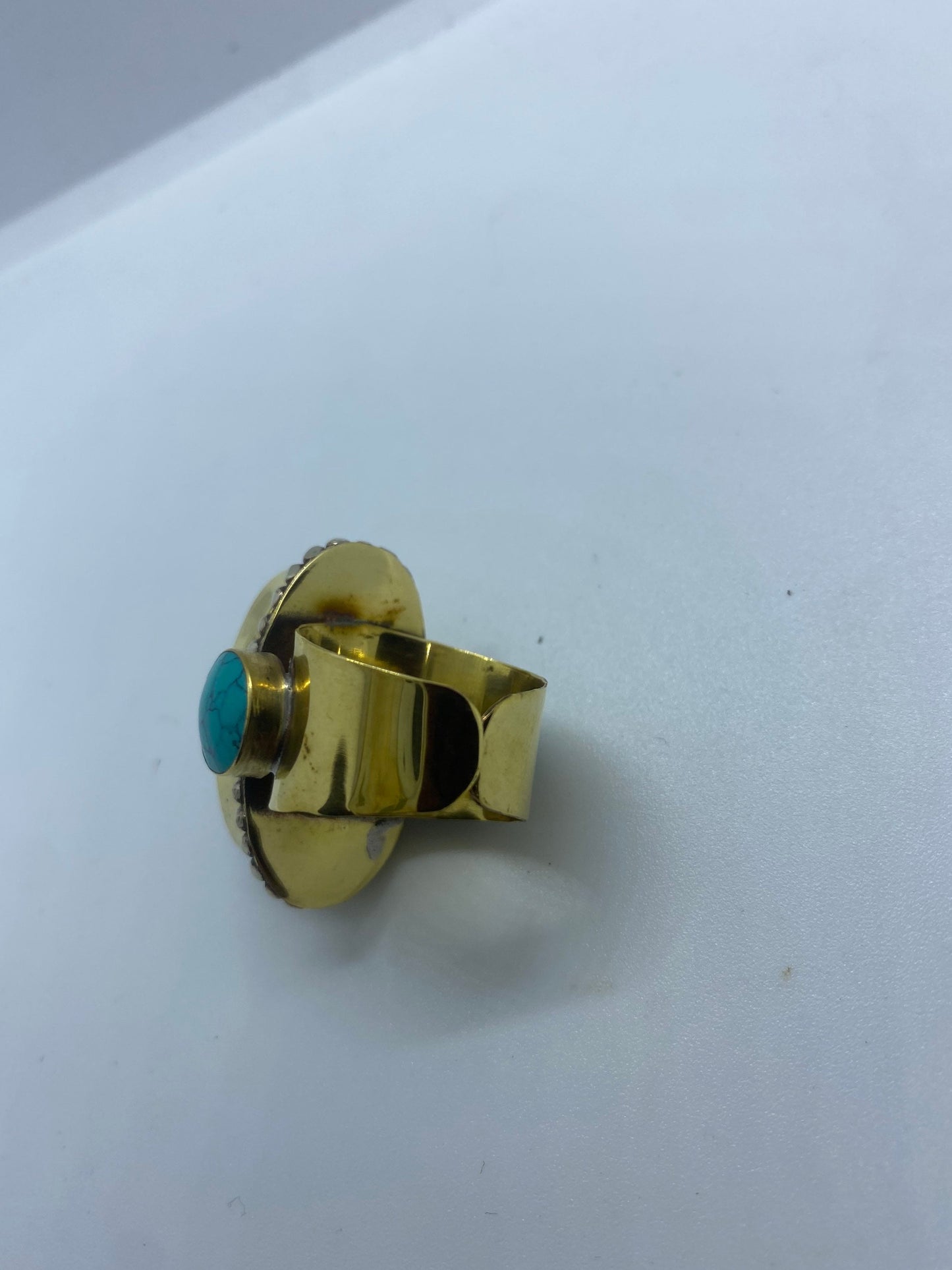 Large Stone Brass Knuckle poison pillbox Adjustable Ring