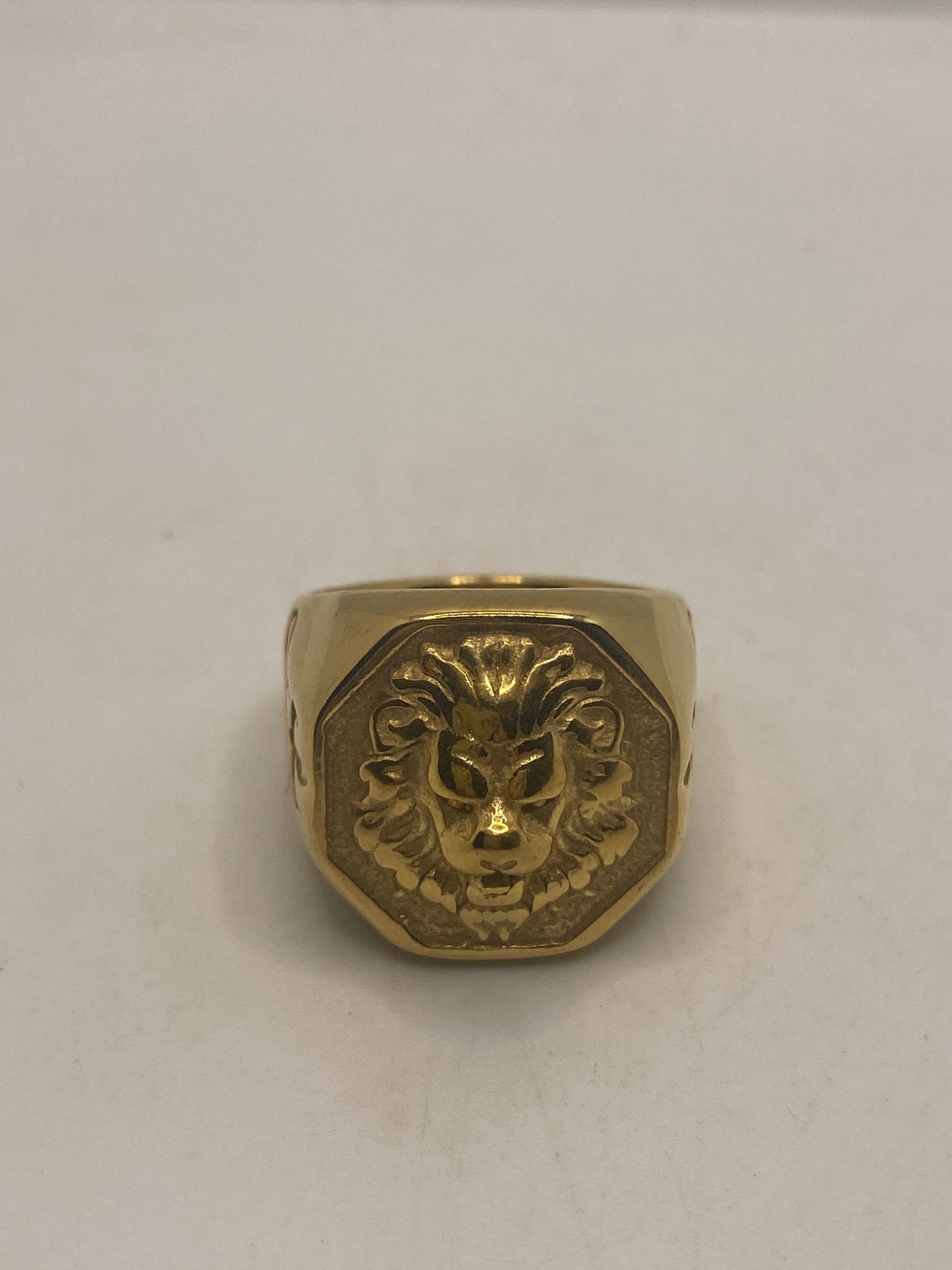 Vintage Gothic Golden Leo Lion Head Mens Ring