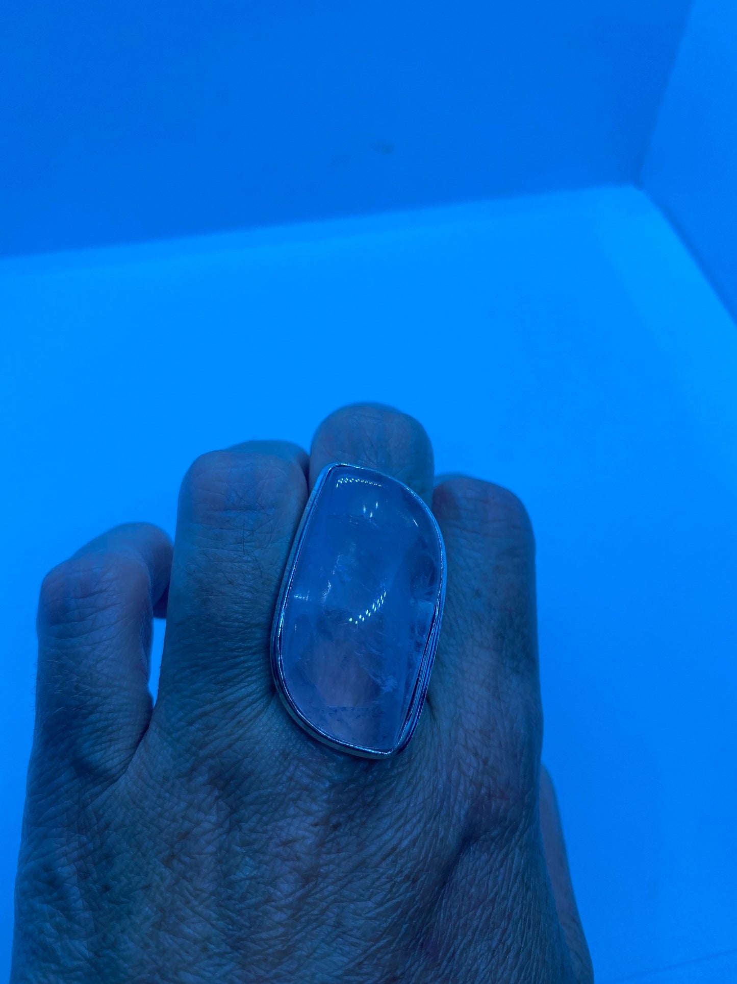 Vintage Genuine Rose Quartz Silver Ring