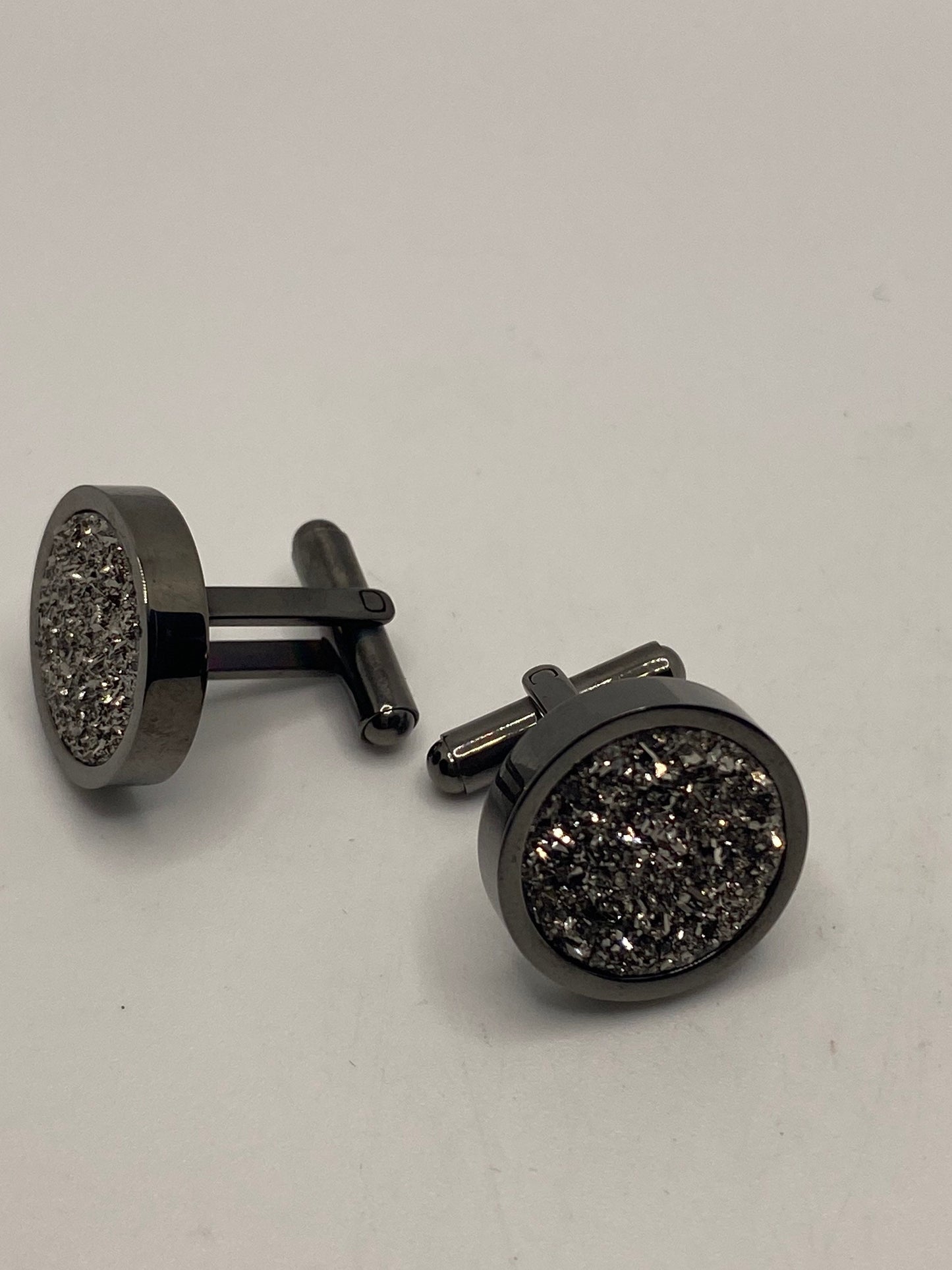 Vintage Pyrite Druzy Cuff Links in original box