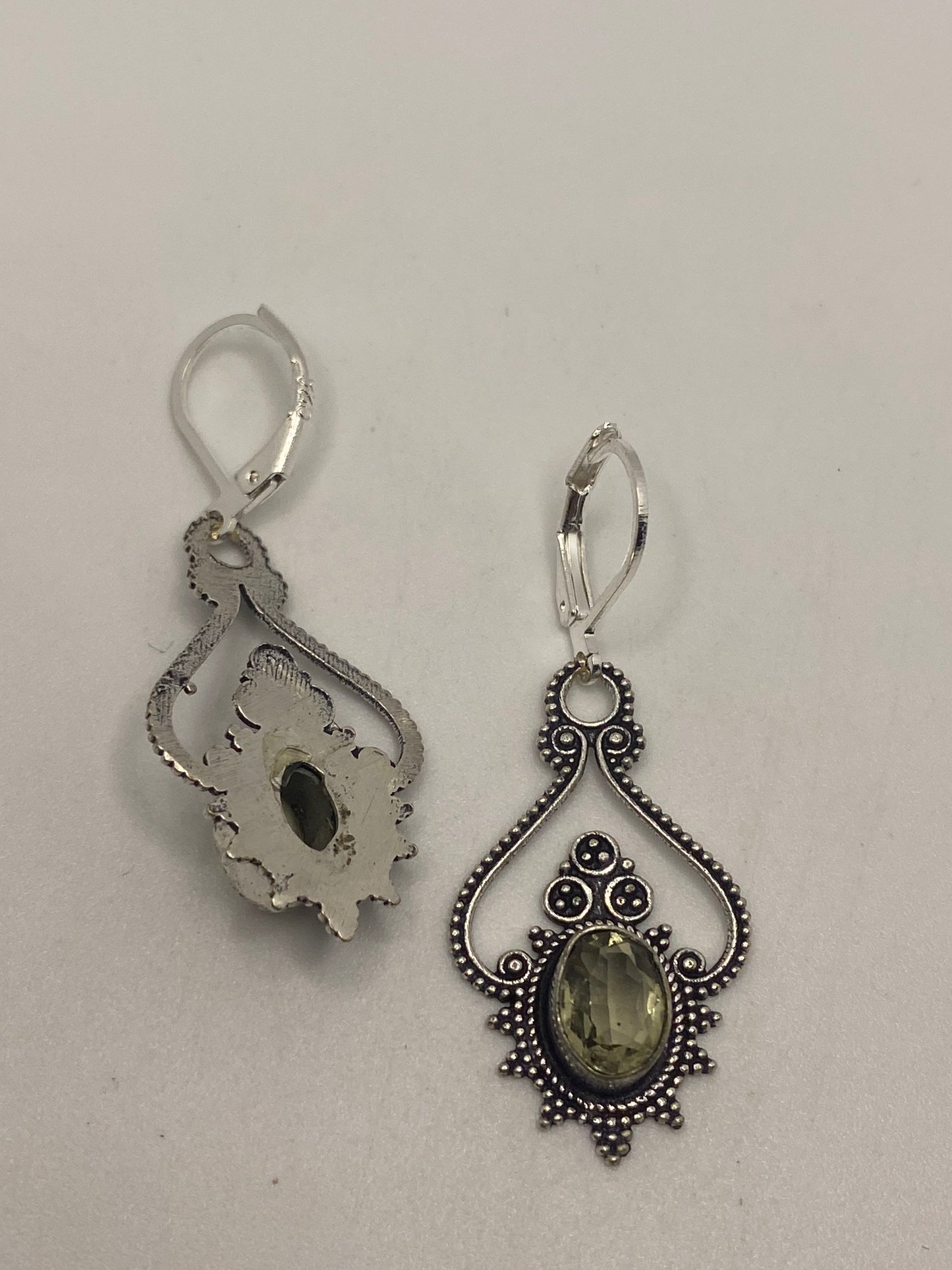 Vintage Golden Citrine Earrings 925 Sterling Silver Deco Dangle Chandelier