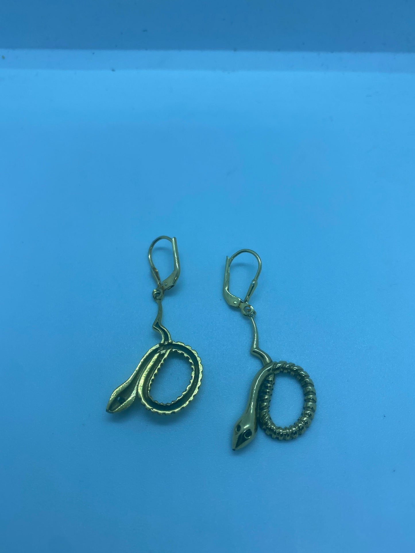 Vintage Golden Bronze Snake Earrings